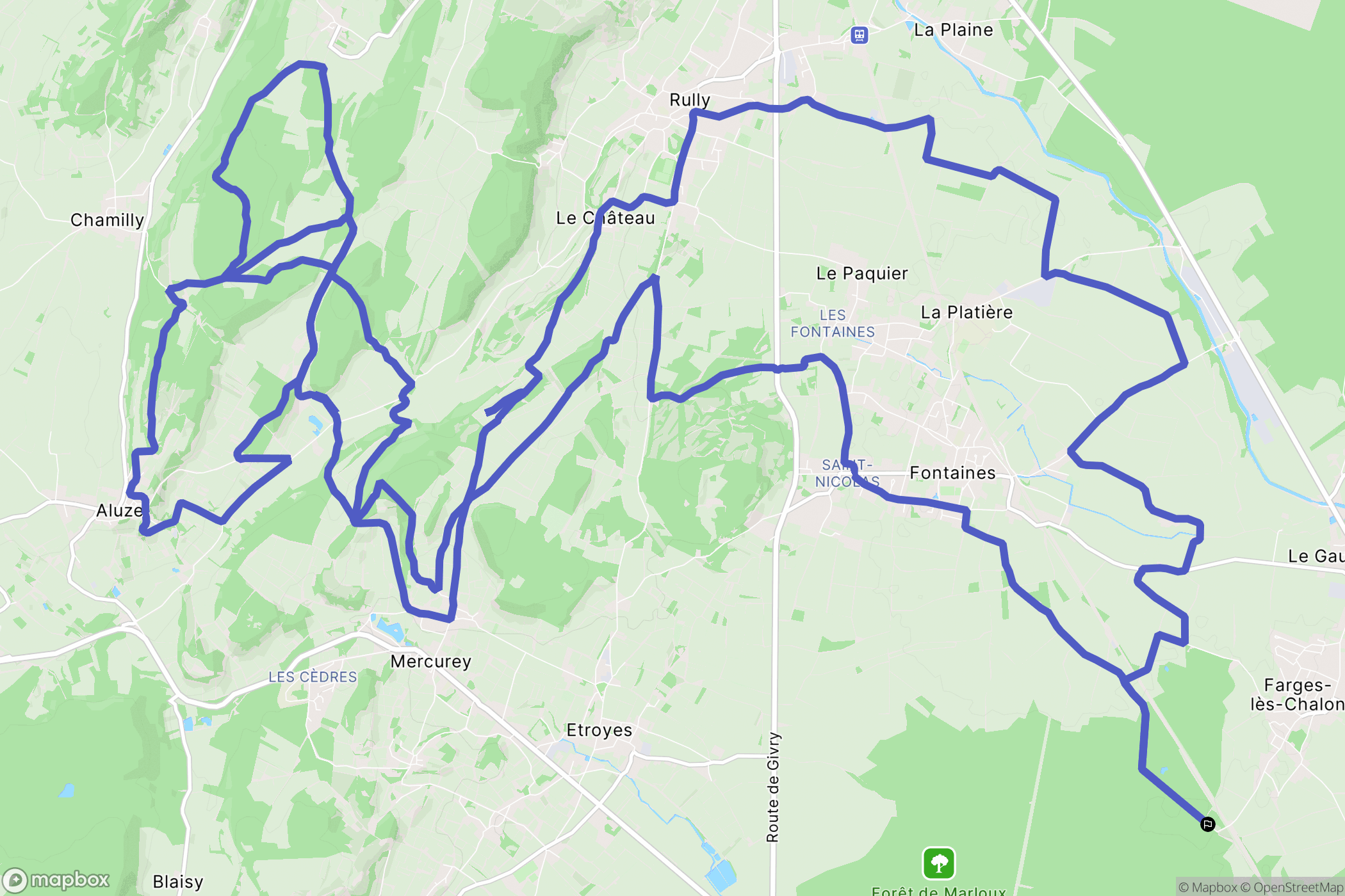 Farges-lès-Chalon : carte du parcours de randonnée - France