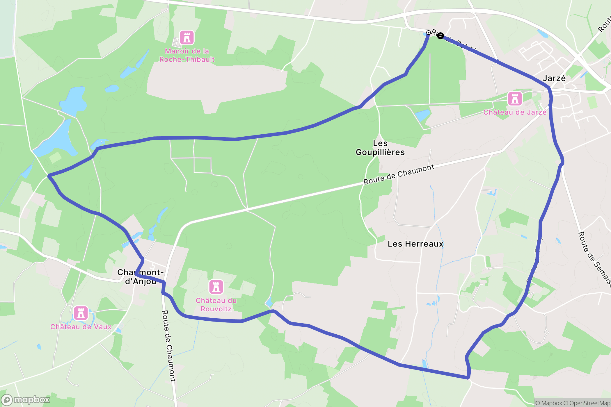 Jarzé Villages : carte du parcours de randonnée - France
