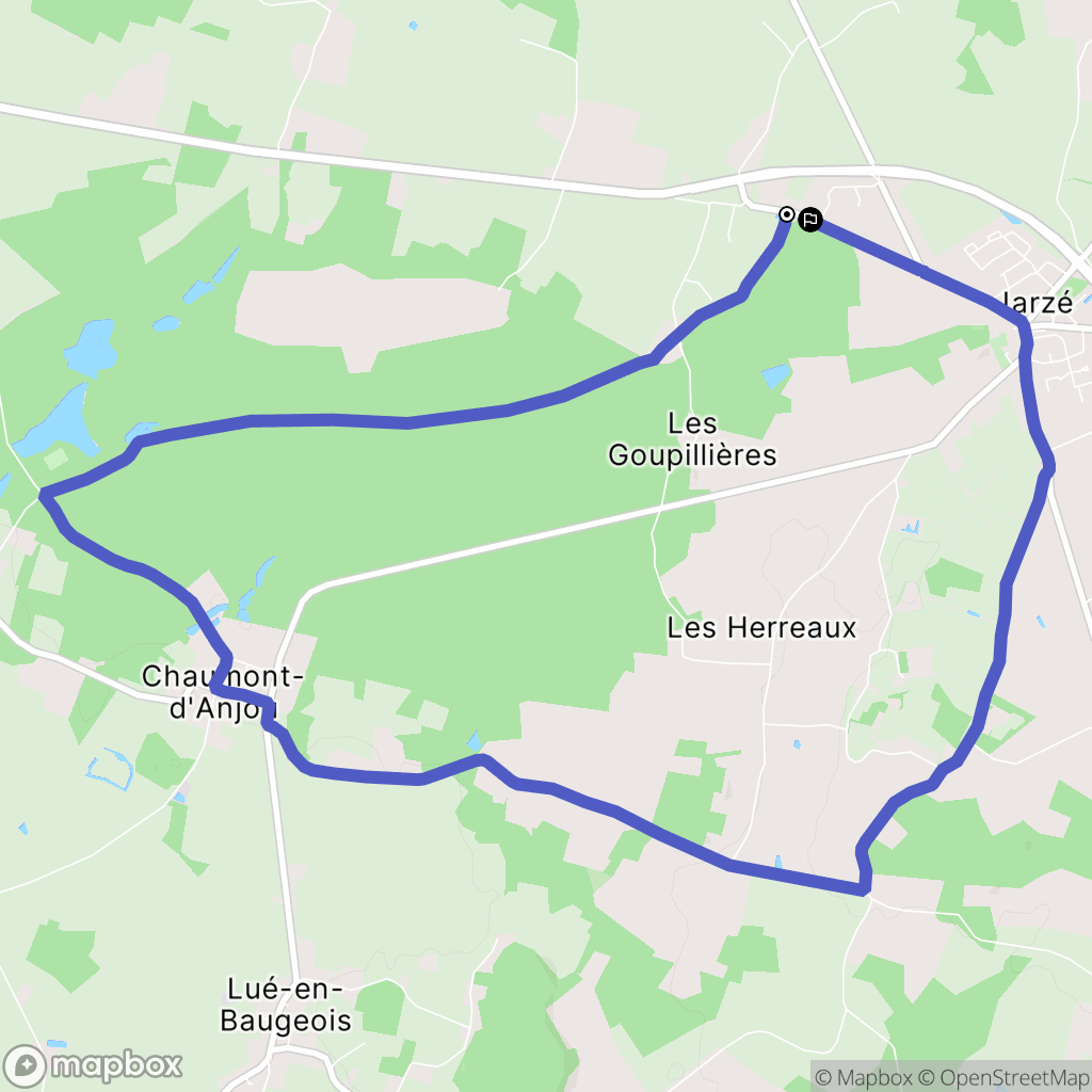 Jarzé Villages : carte du parcours de randonnée - France