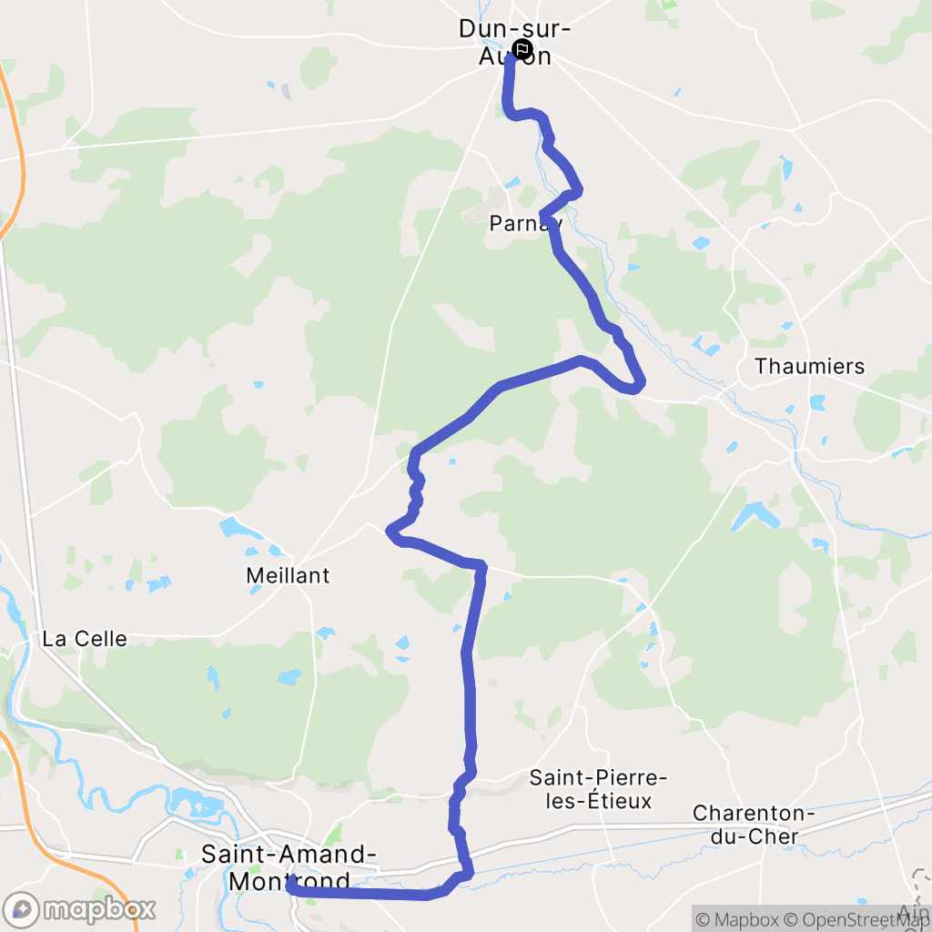 Dun-sur-Auron : carte du parcours de randonnée - France