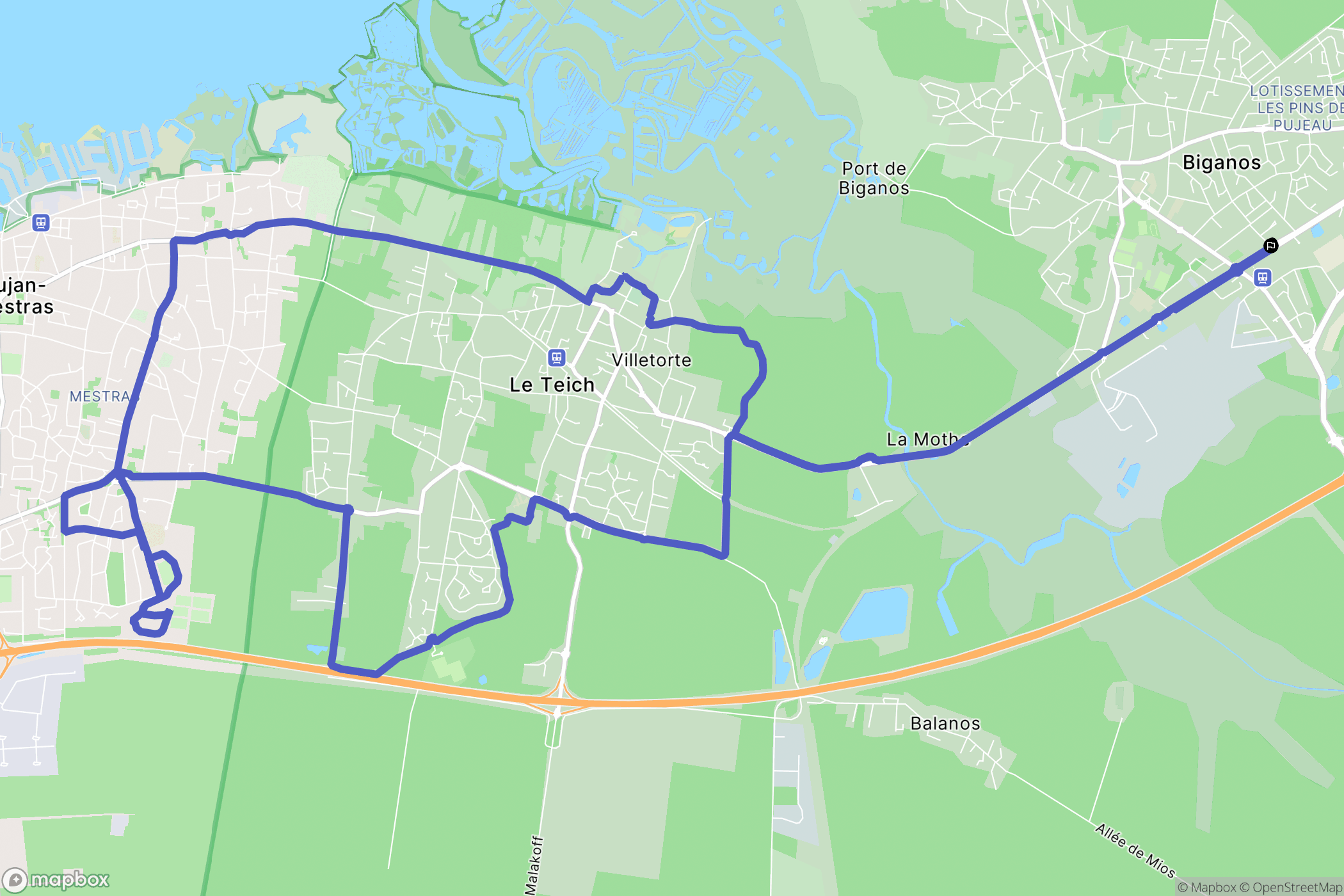 Biganos : carte du parcours de randonnée - France