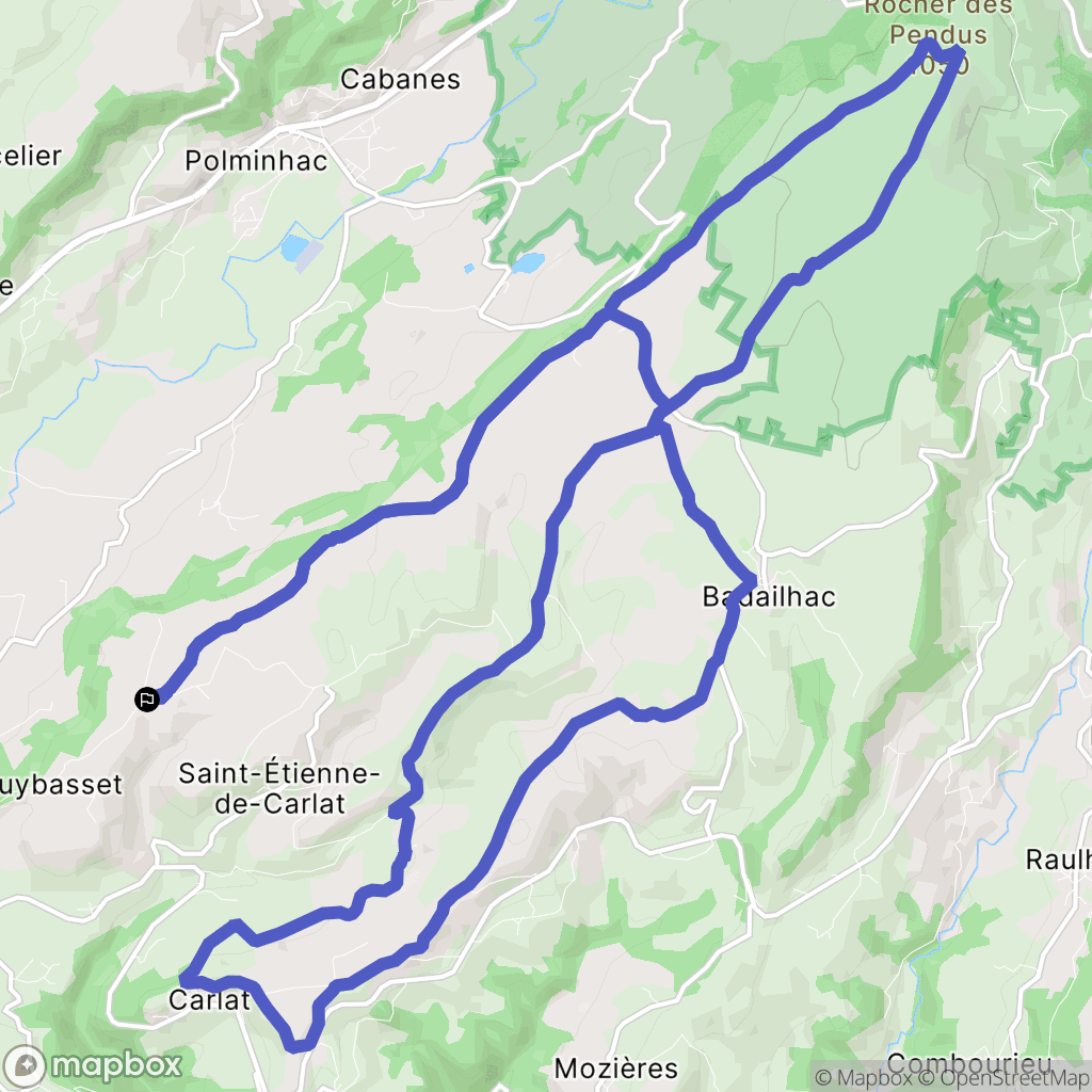 Saint-Étienne-de-Carlat : carte du parcours de randonnée - France