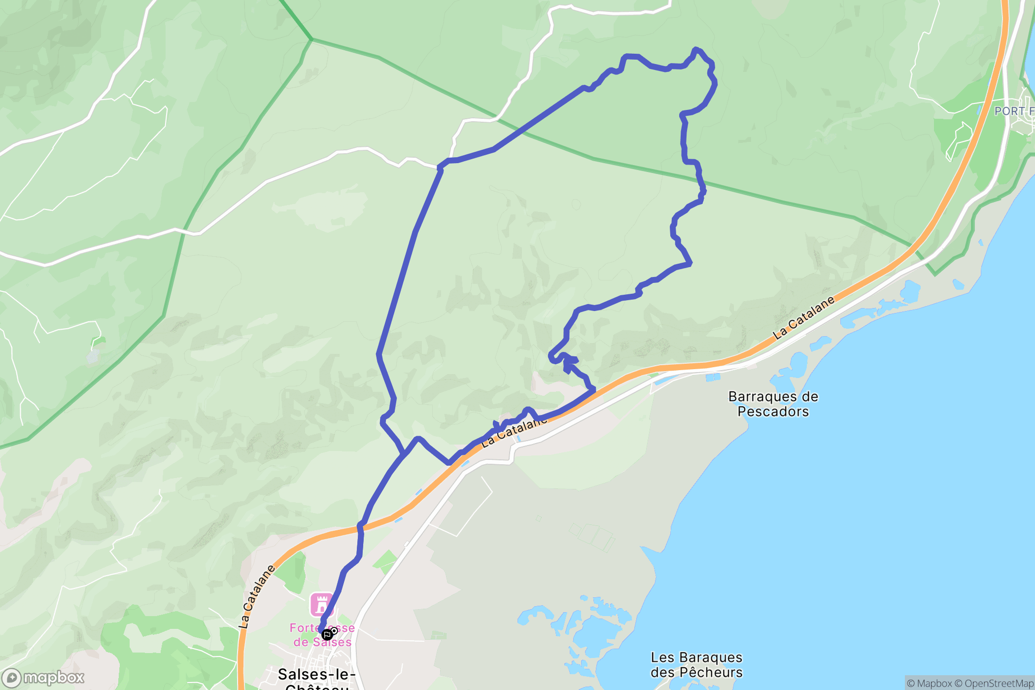 Salses-le-Château : carte du parcours de randonnée - France