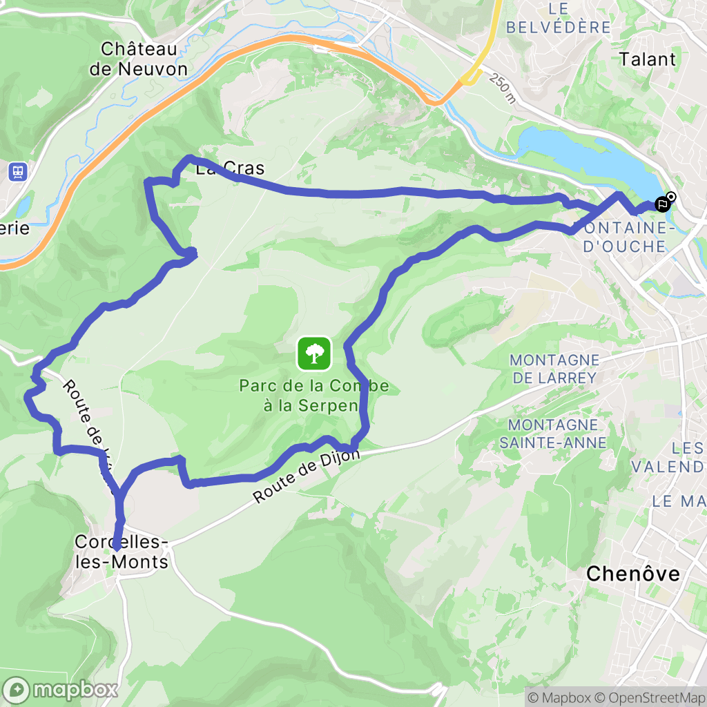 Dijon : carte du parcours de randonnée - France
