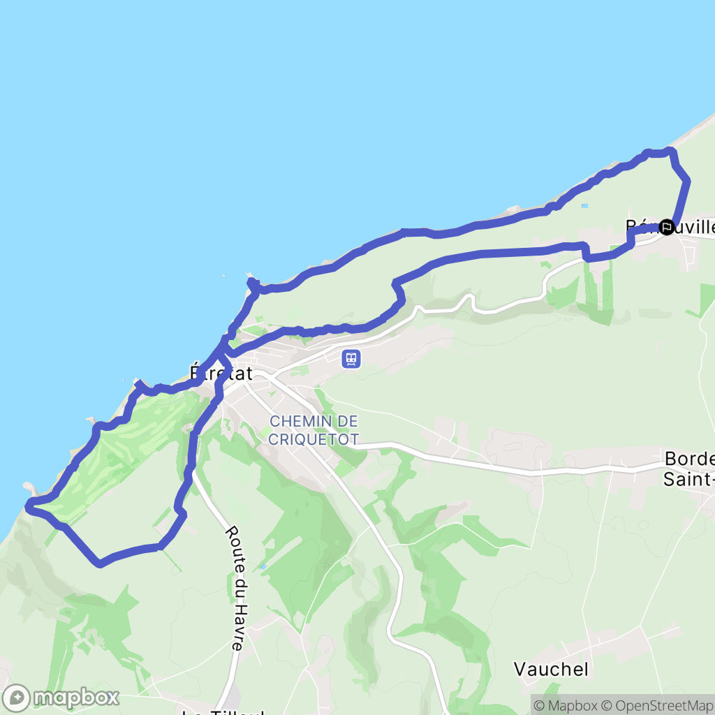 Bénouville : carte du parcours de randonnée - France