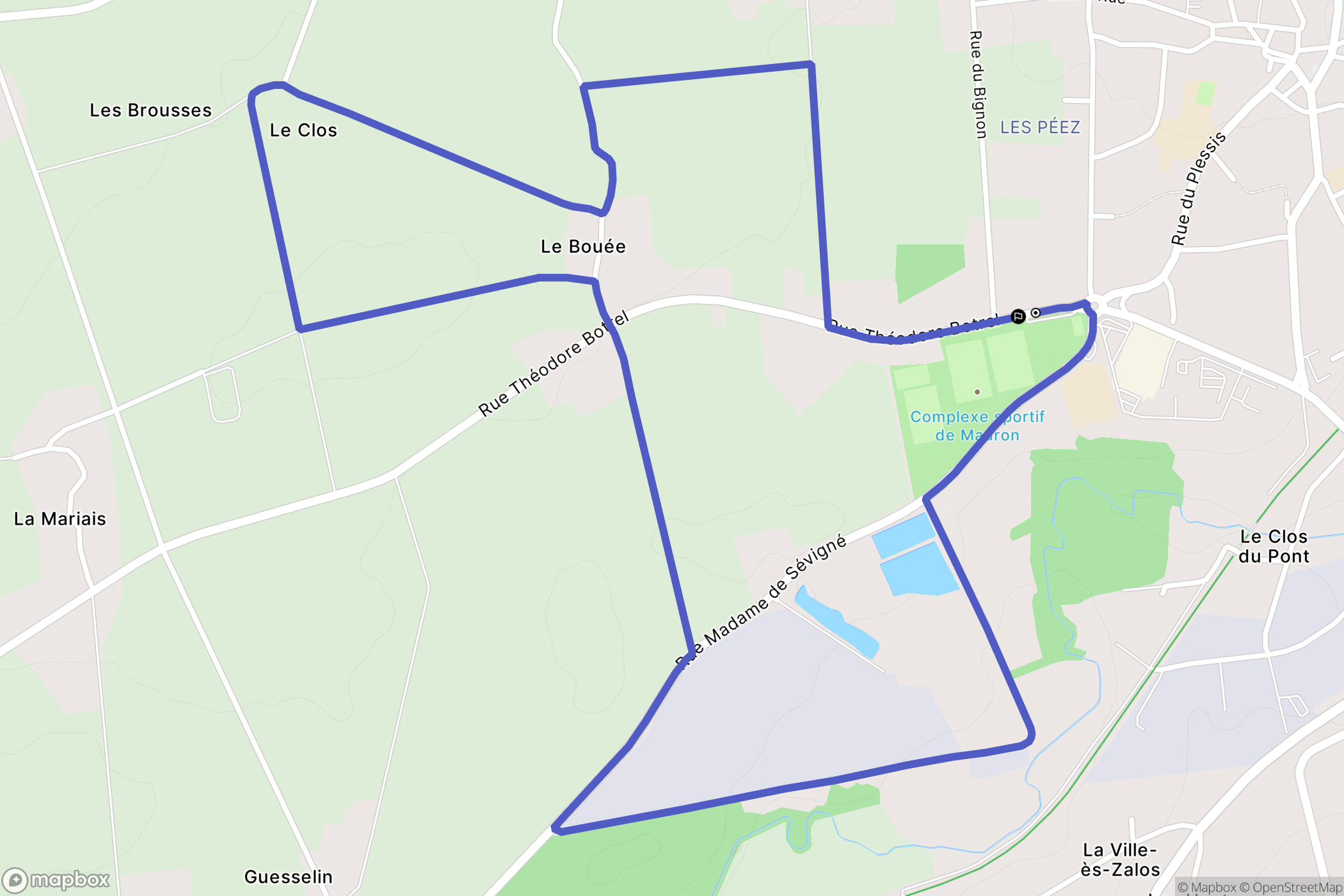 Mauron : carte du parcours de randonnée - France
