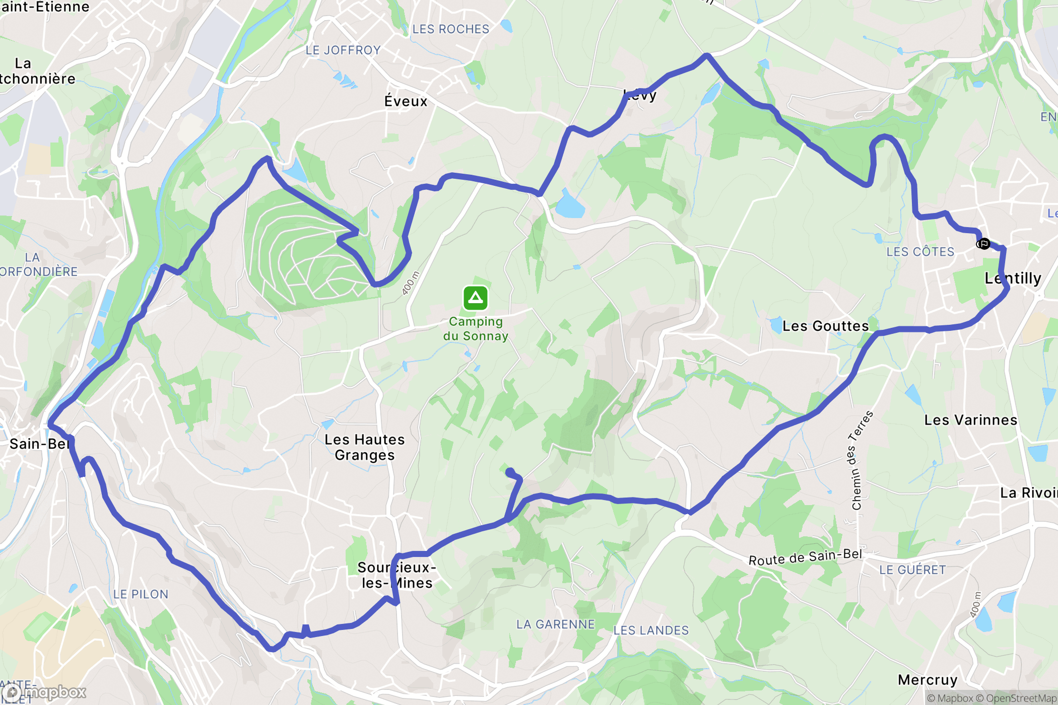 Lentilly : carte du parcours de randonnée - France