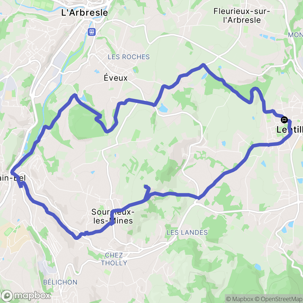 Lentilly : carte du parcours de randonnée - France