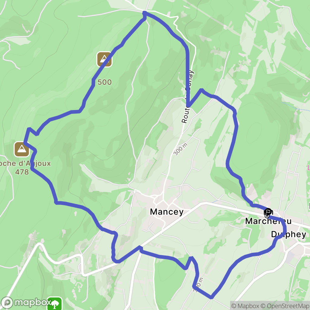 Mancey : carte du parcours de randonnée - France