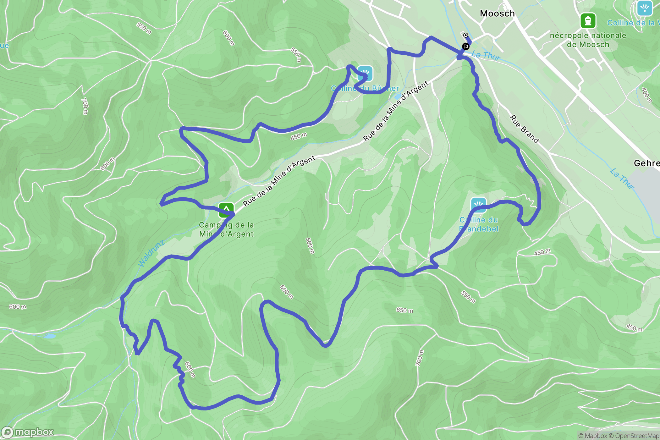 Moosch : carte du parcours de randonnée - France