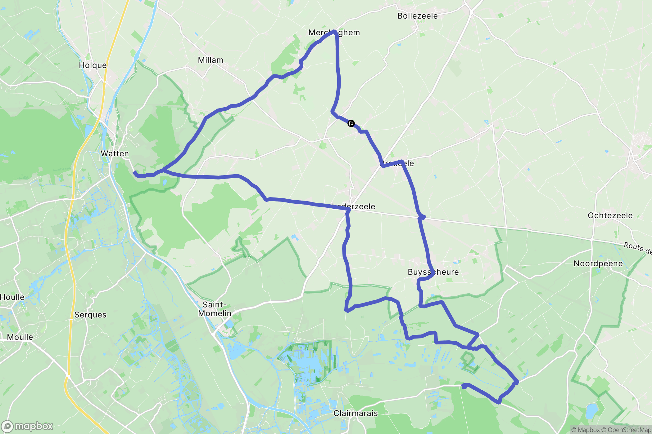Volckerinckhove : carte du parcours de randonnée - France