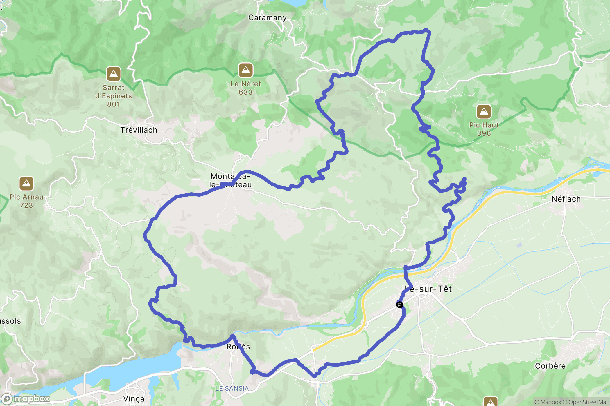 Ille-sur-Têt : carte du parcours de randonnée - France