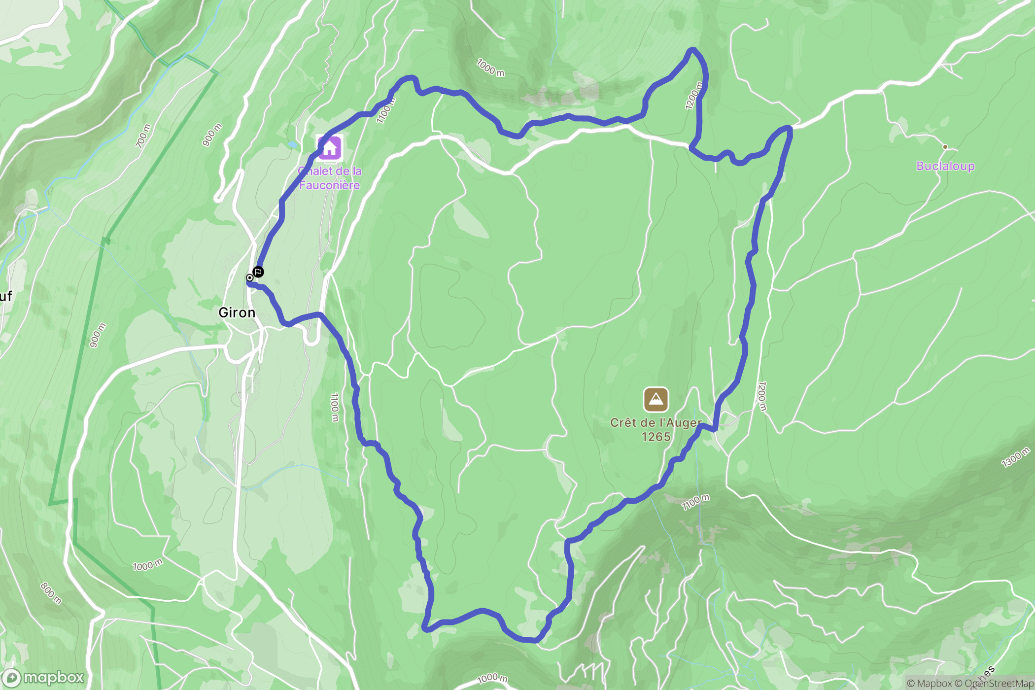 Giron : carte du parcours de randonnée - France
