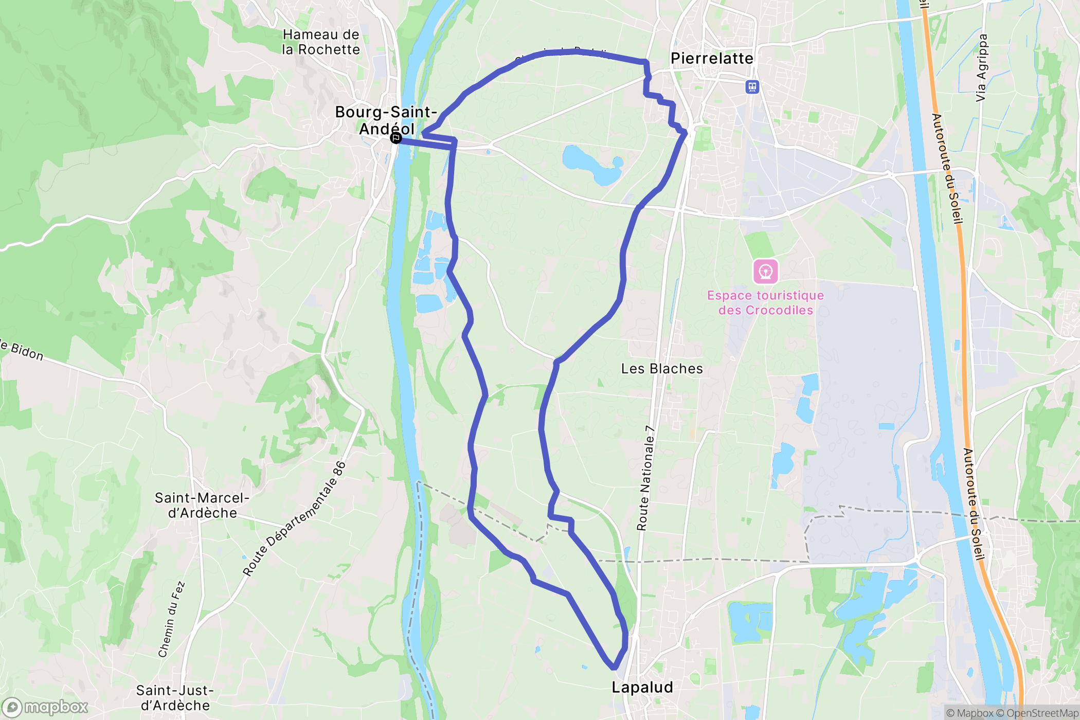 Bourg-Saint-Andéol : carte du parcours de randonnée - France
