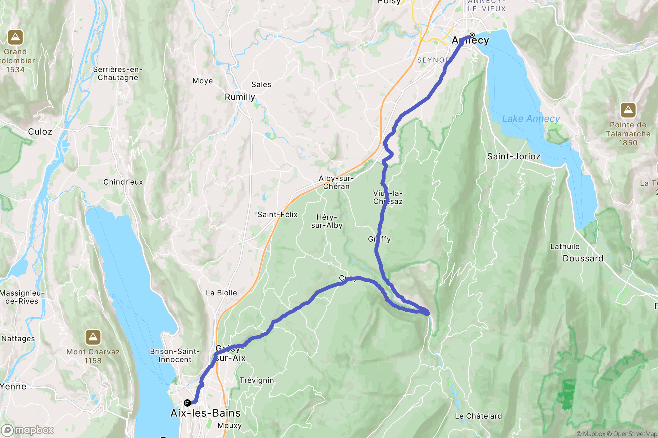 Annecy : carte du parcours de randonnée - France
