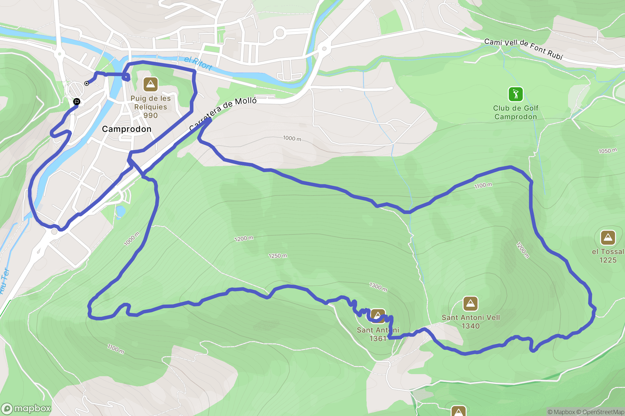Camprodon : carte du parcours de randonnée - Spain