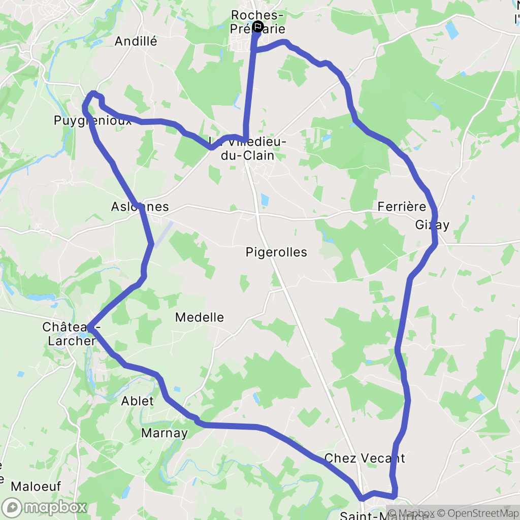 Roches-Prémarie-Andillé : carte du parcours de randonnée - France