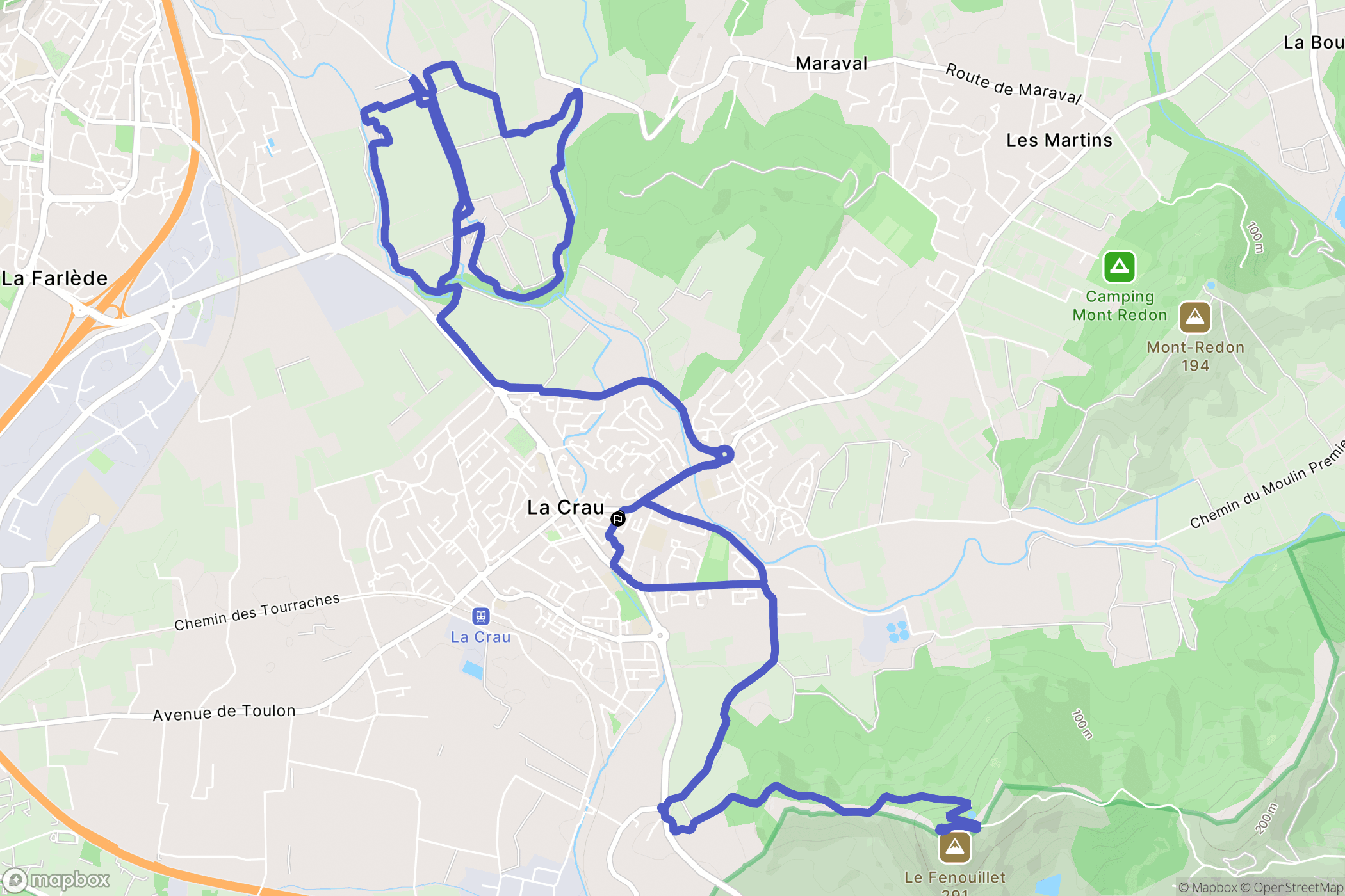 La Crau : carte du parcours de randonnée - France