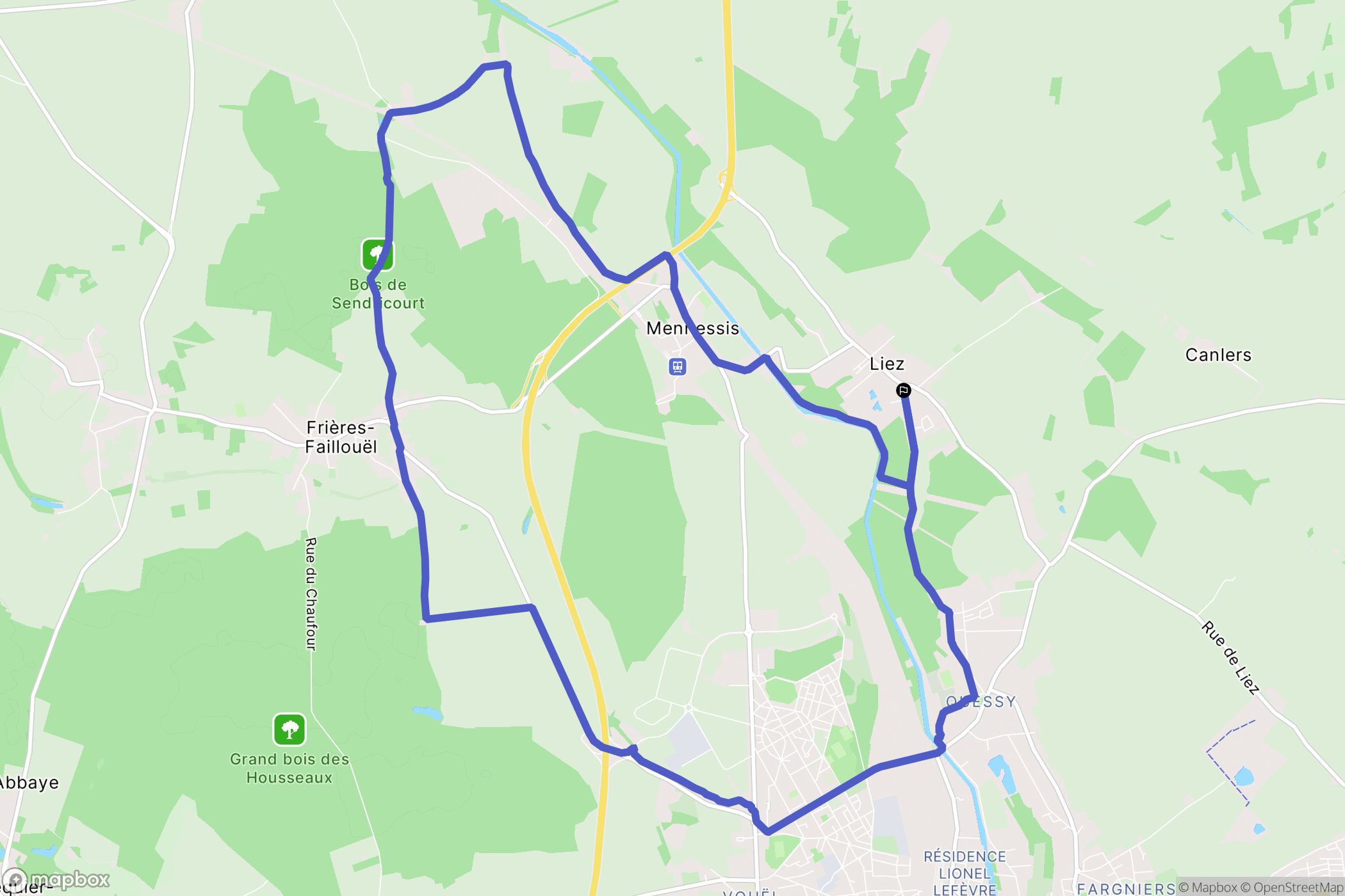 Liez : carte du parcours de randonnée - France