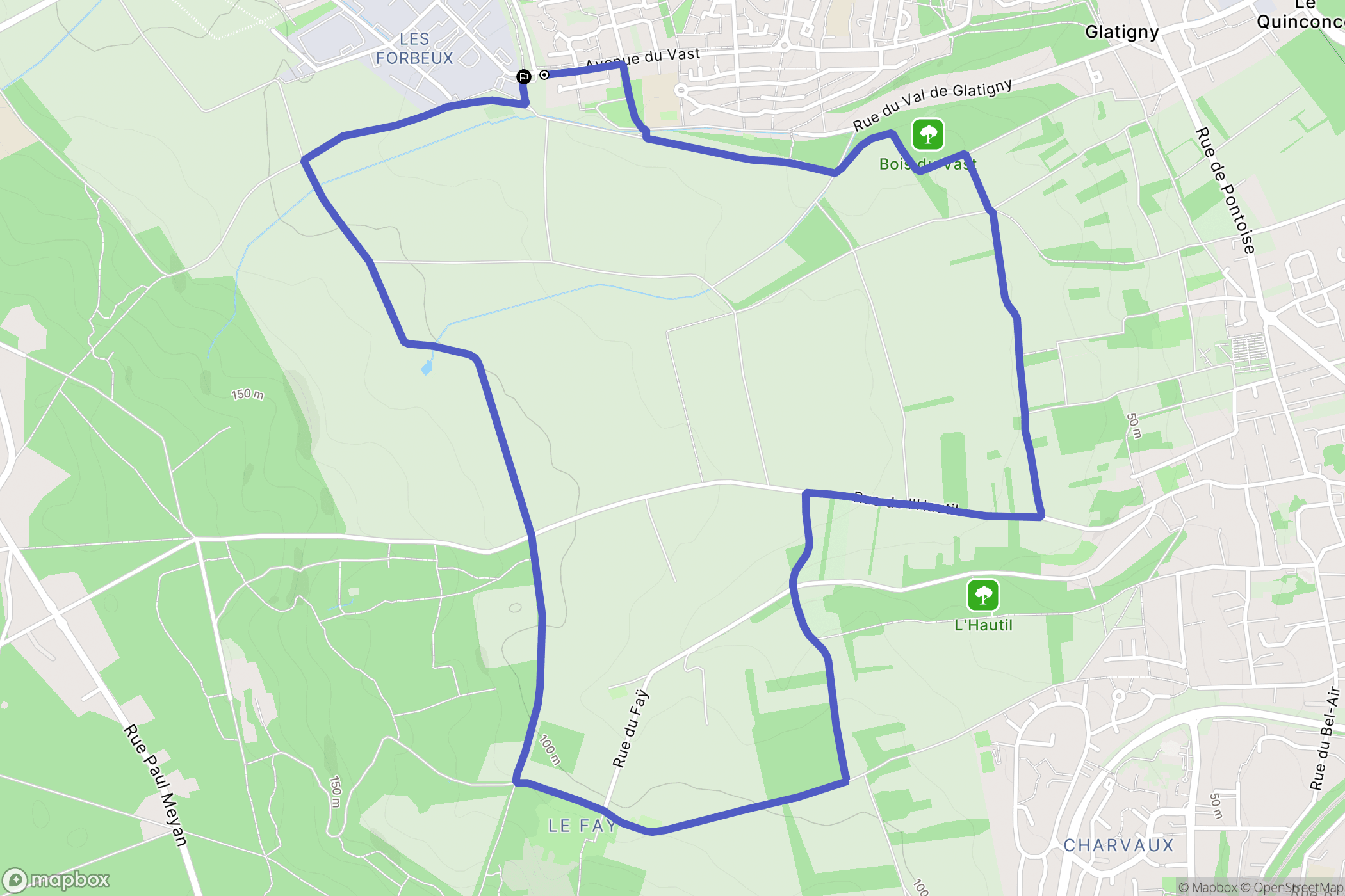 Jouy-le-Moutier : carte du parcours de randonnée - France