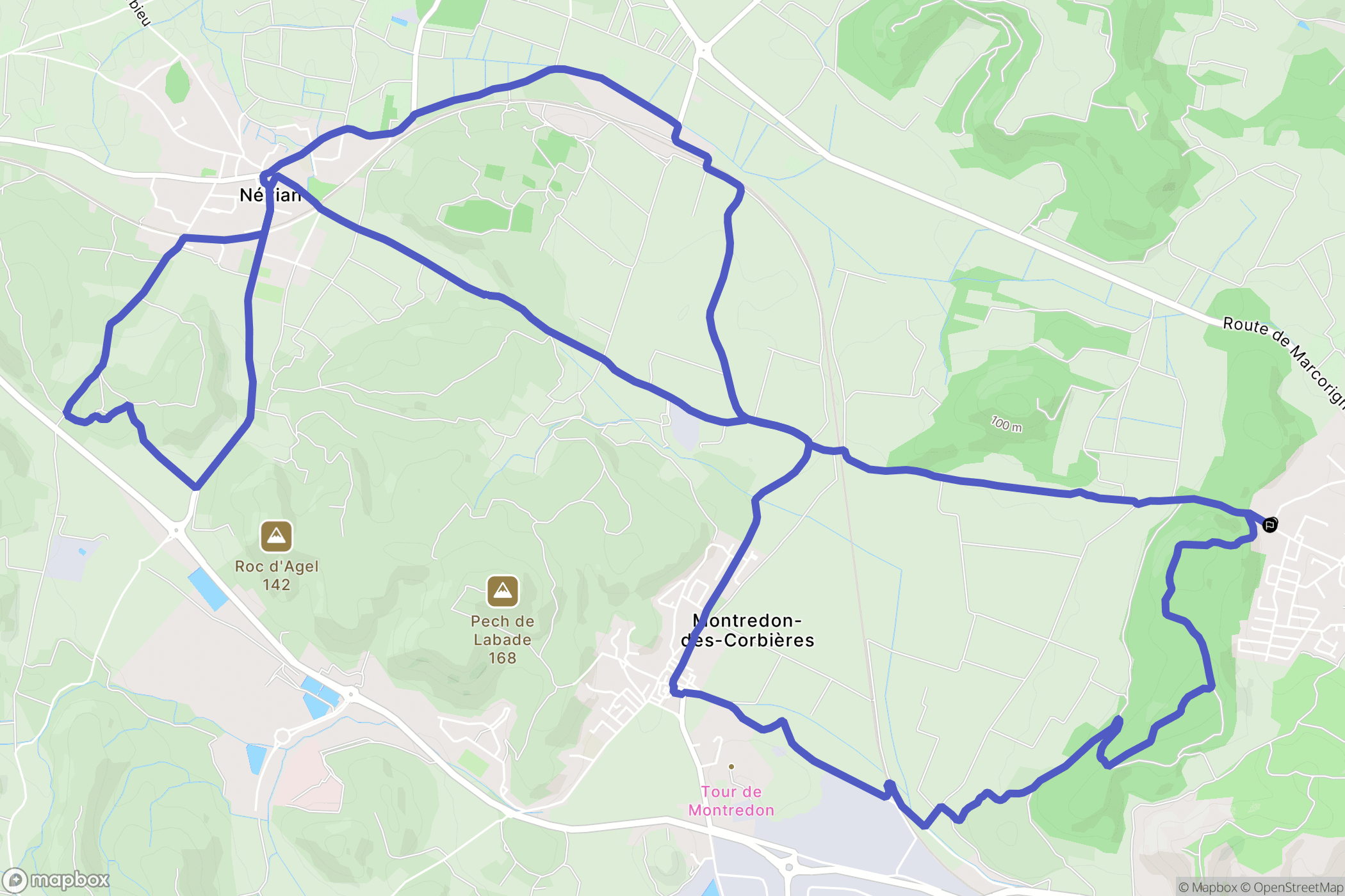 Narbonne : carte du parcours de randonnée - France