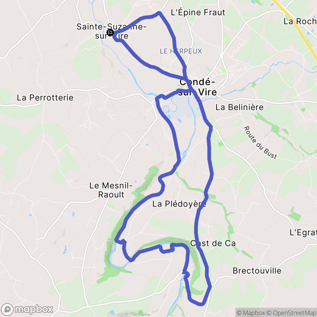 Sainte-Suzanne-sur-Vire : carte du parcours de randonnée - France