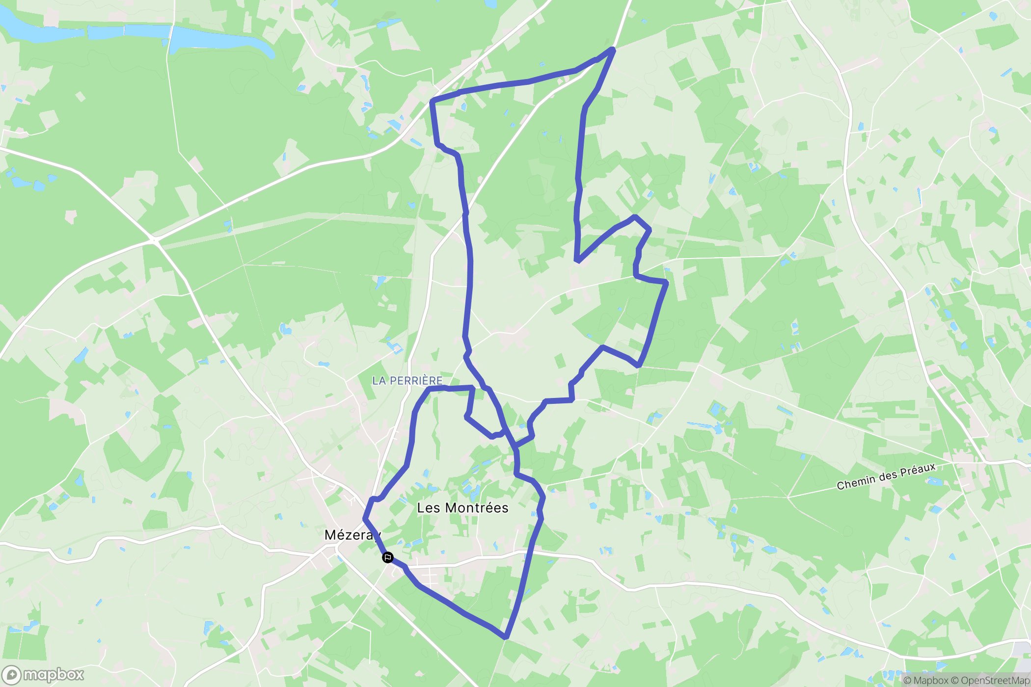 Mezeray : carte du parcours de randonnée - France