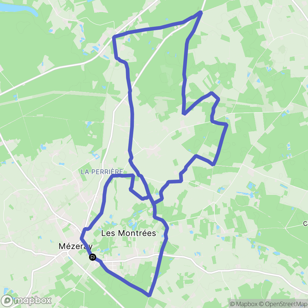 Mezeray : carte du parcours de randonnée - France