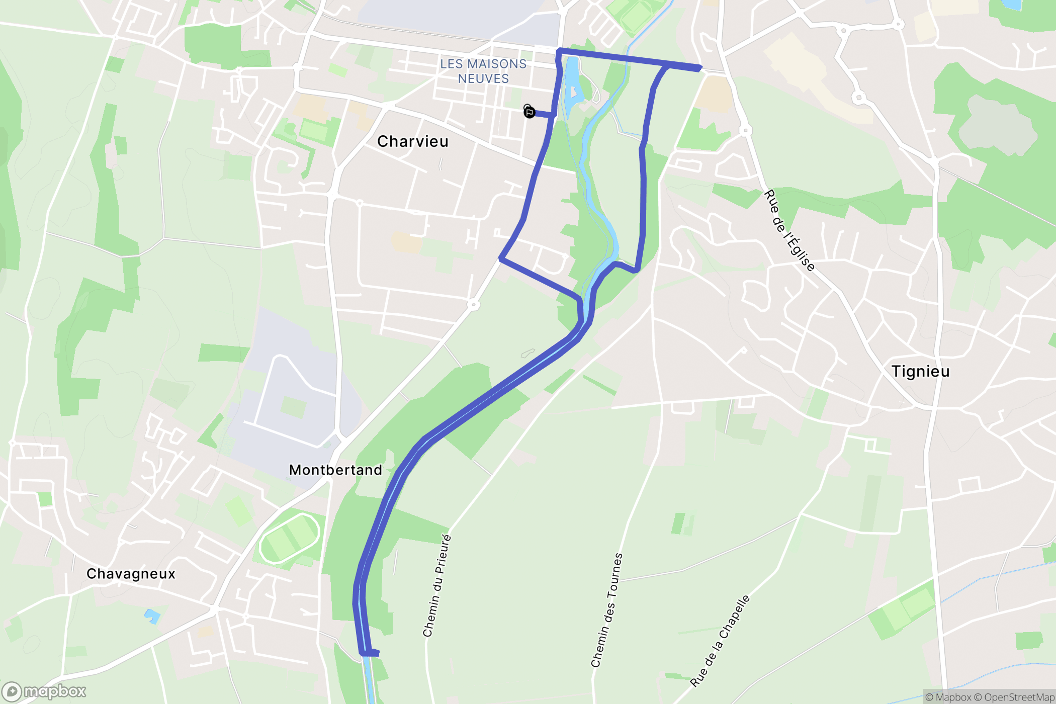 Charvieu-Chavagneux : carte du parcours de randonnée - France