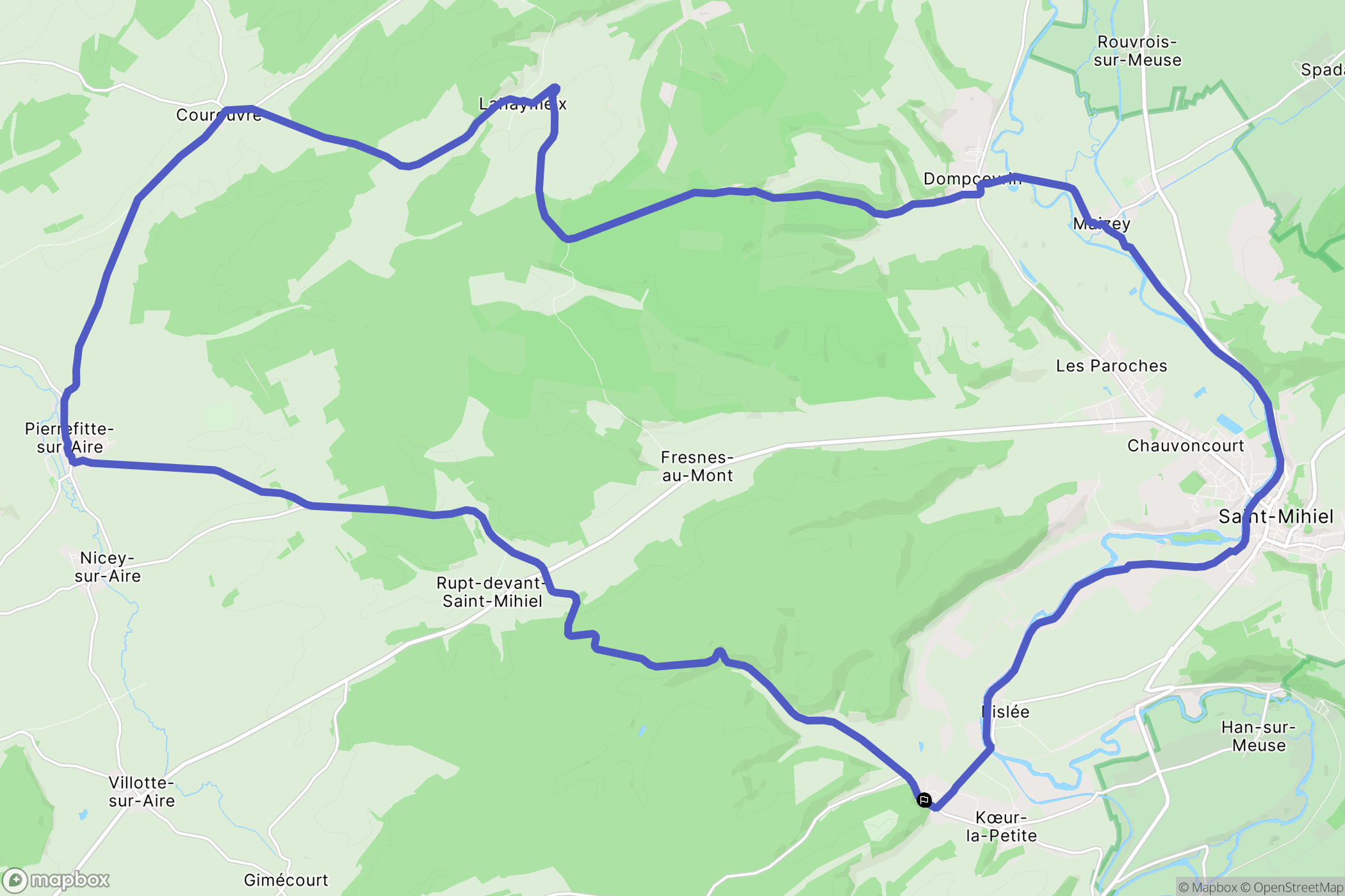 Kœur-la-Grande : carte du parcours de randonnée - France