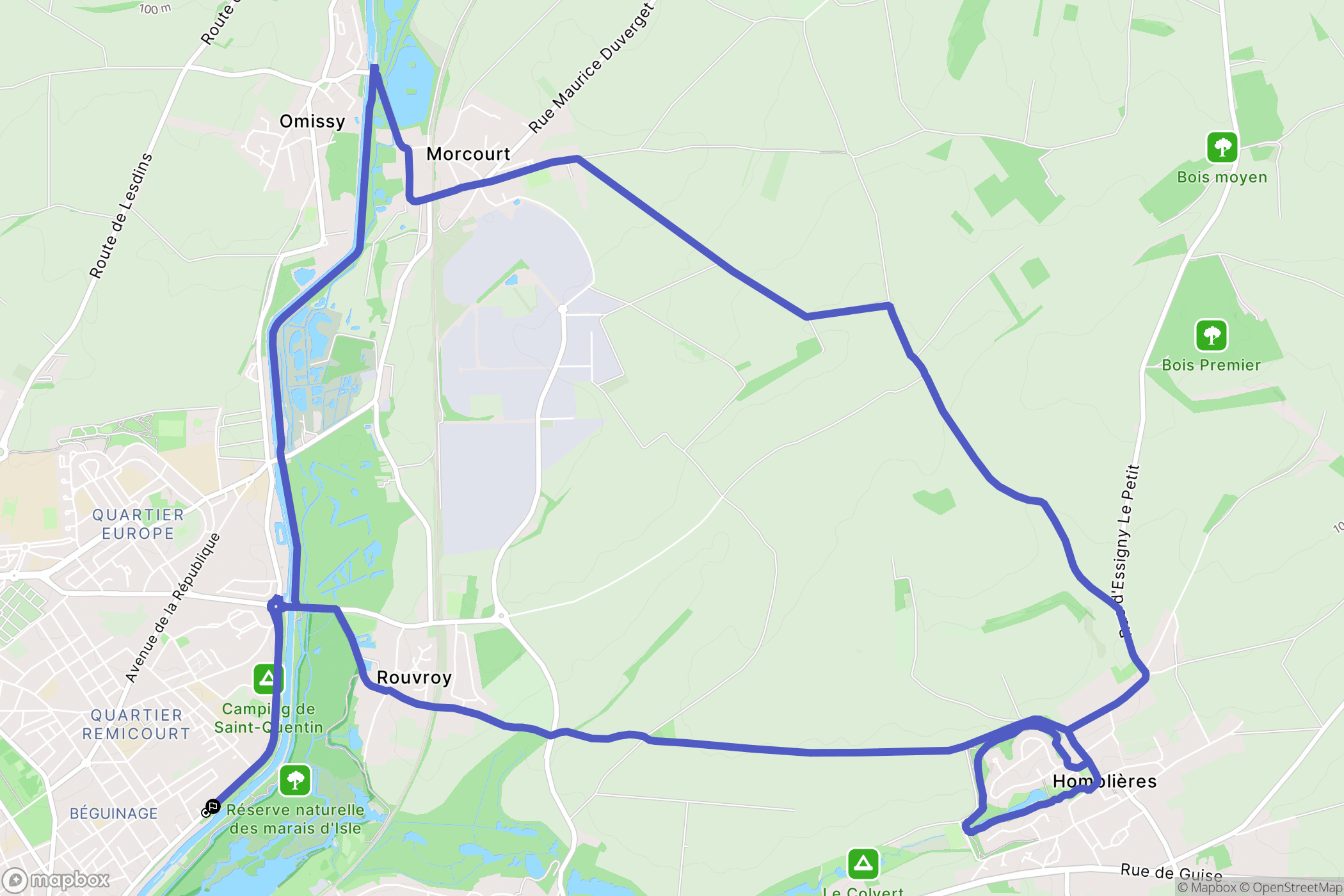 Saint-Quentin : carte du parcours de randonnée - France