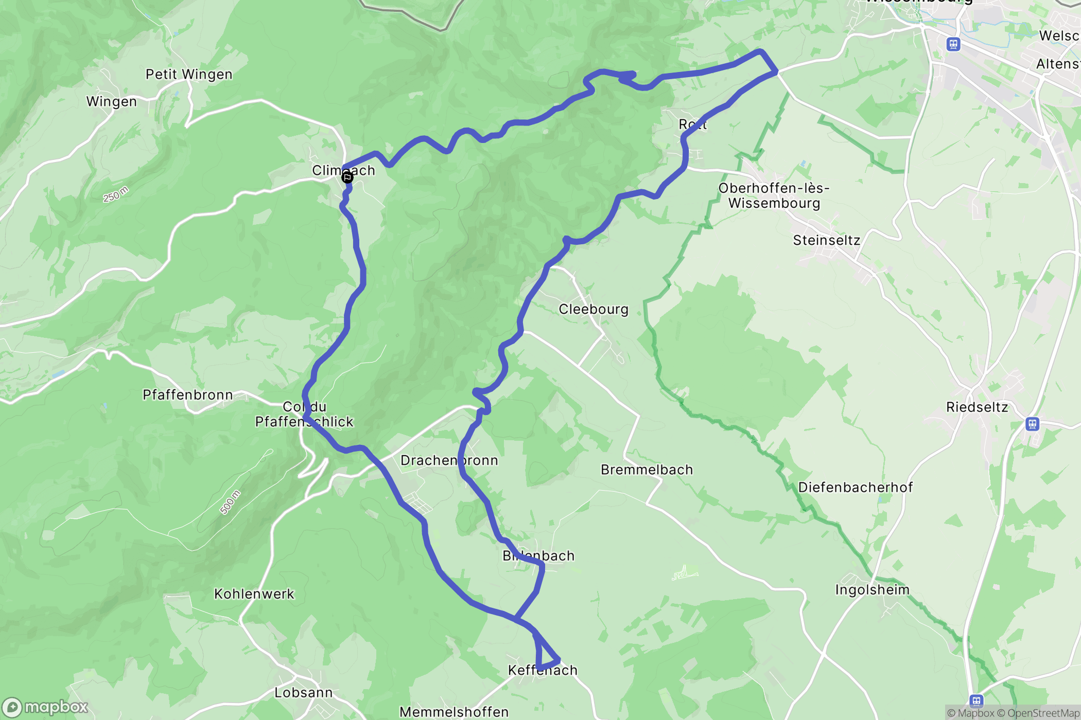 Climbach : carte du parcours de randonnée - France