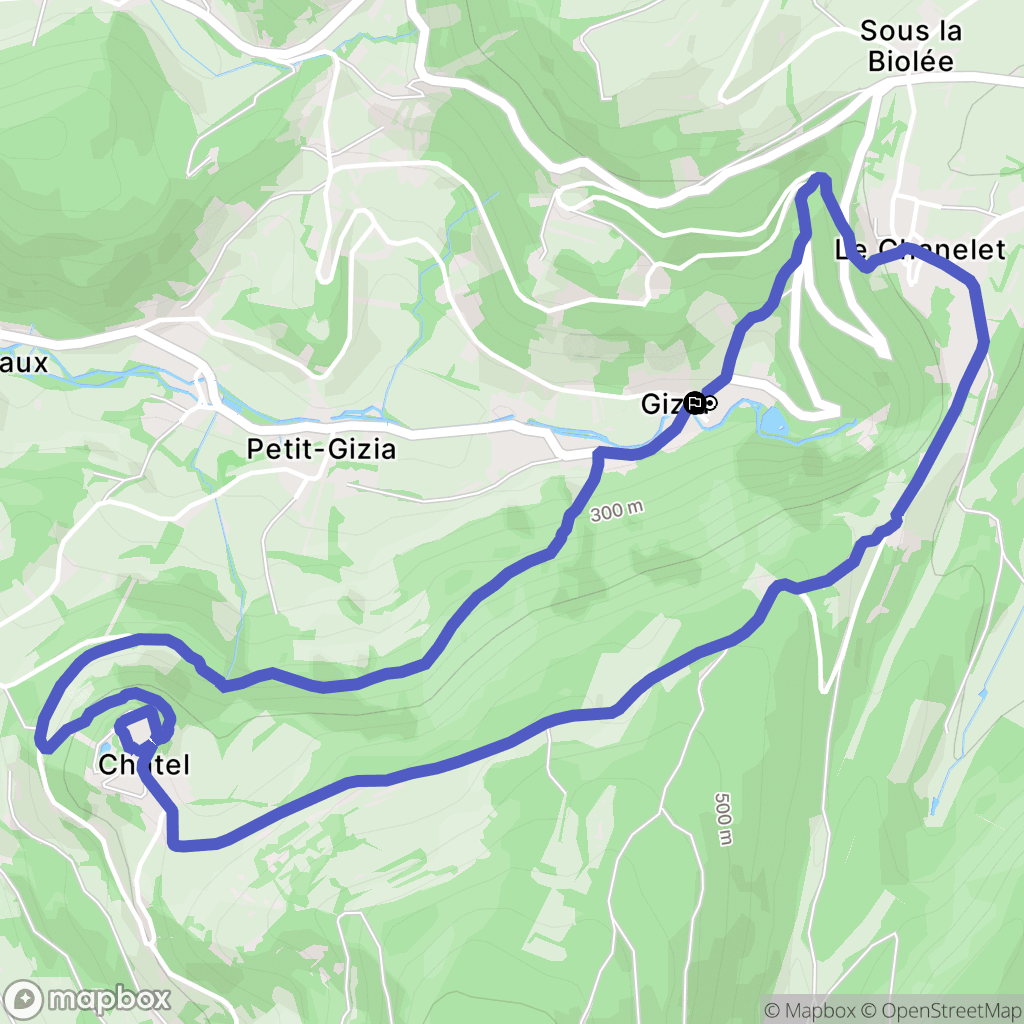 Gizia : carte du parcours de randonnée - France