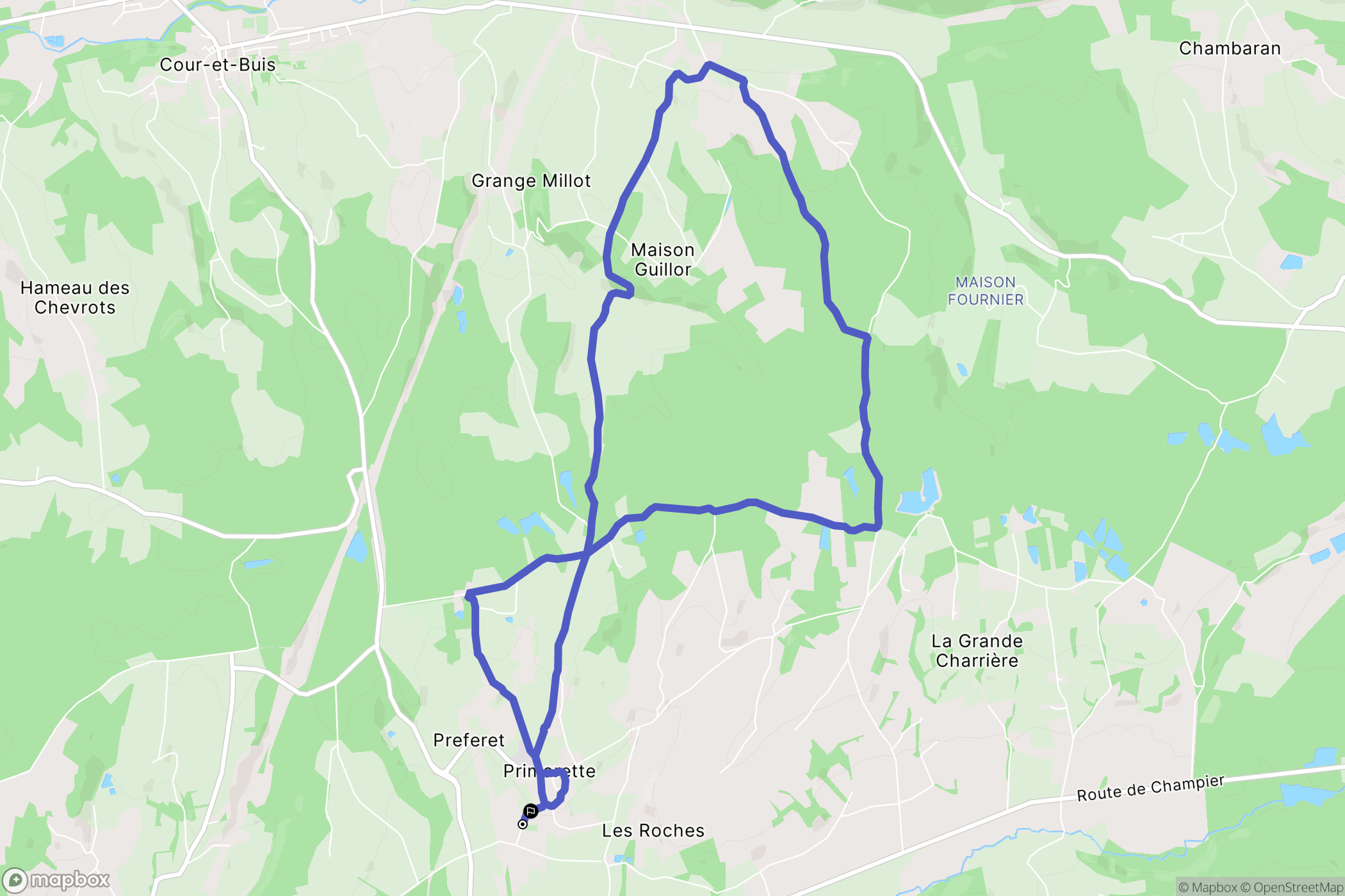 Primarette : carte du parcours de randonnée - France