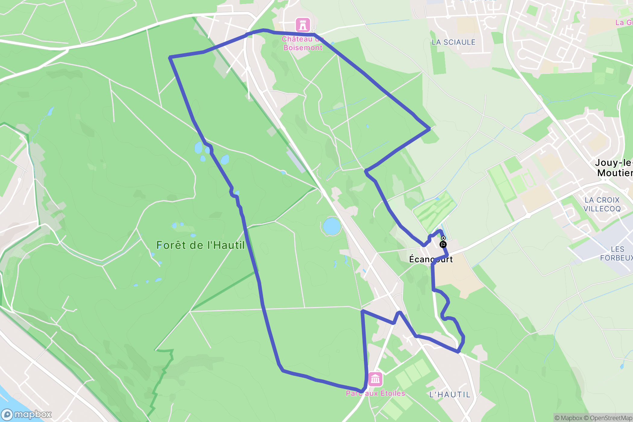Jouy-le-Moutier : carte du parcours de randonnée - France
