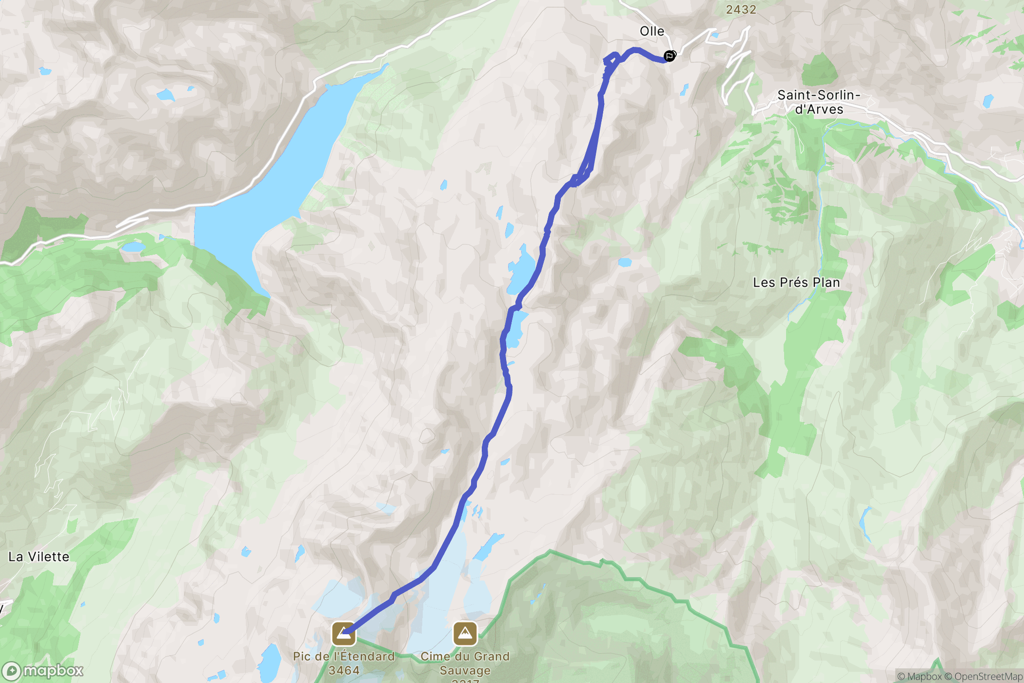 Saint-Sorlin-d'Arves : carte du parcours de randonnée - France