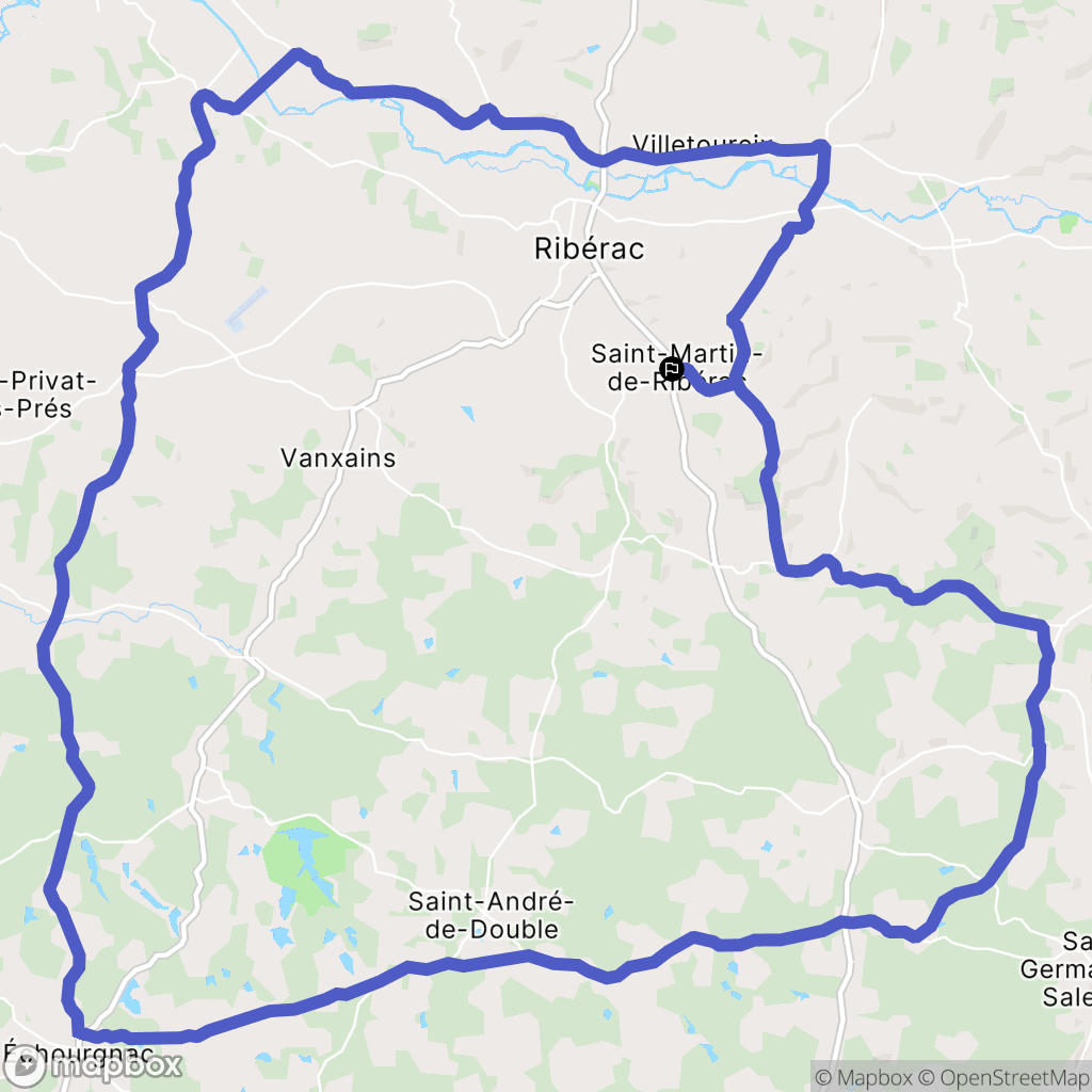 Saint-Martin-de-Ribérac : carte du parcours de randonnée - France