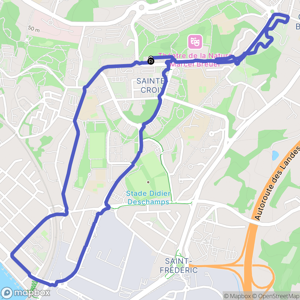 Bayonne : carte du parcours de randonnée - France