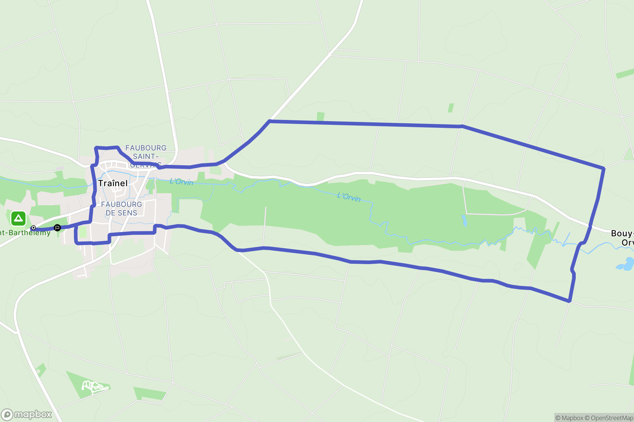 Traînel : carte du parcours de randonnée - France