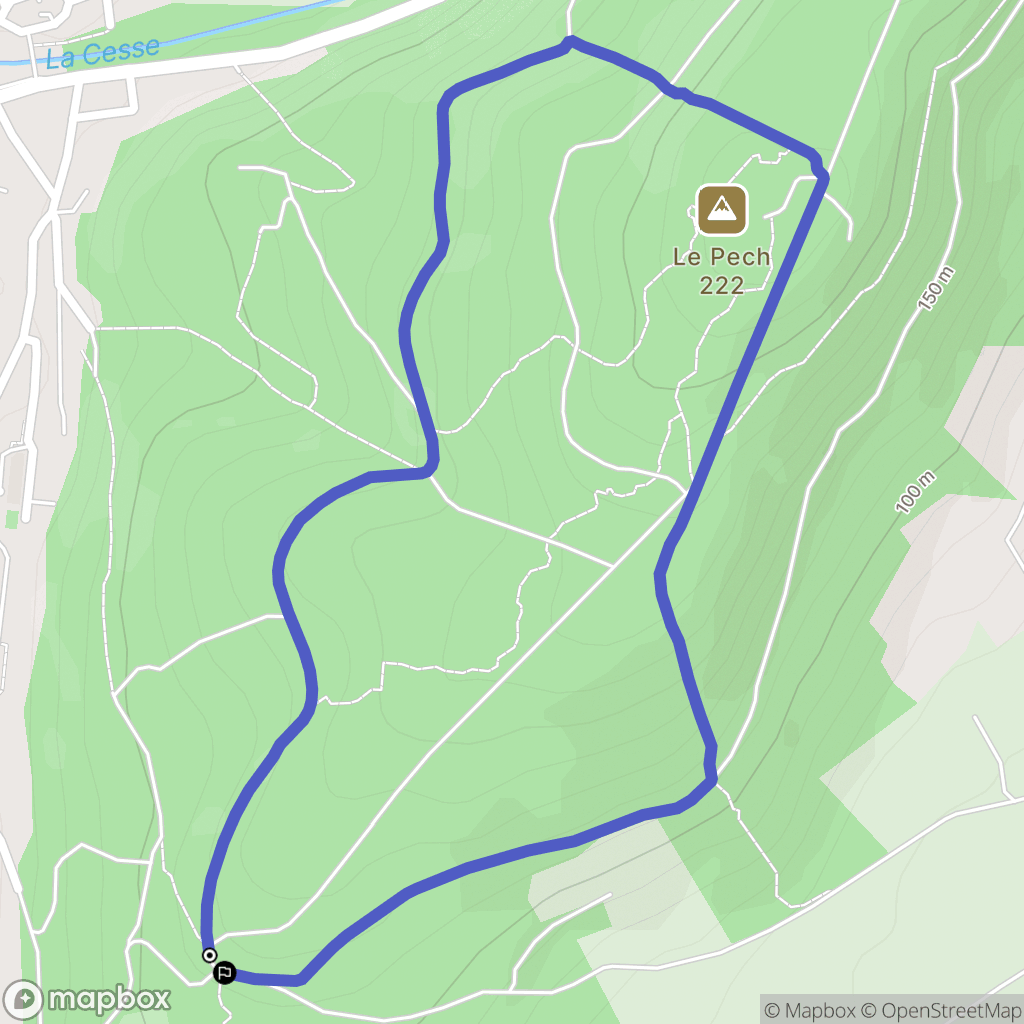 Bize-Minervois : carte du parcours de randonnée - France