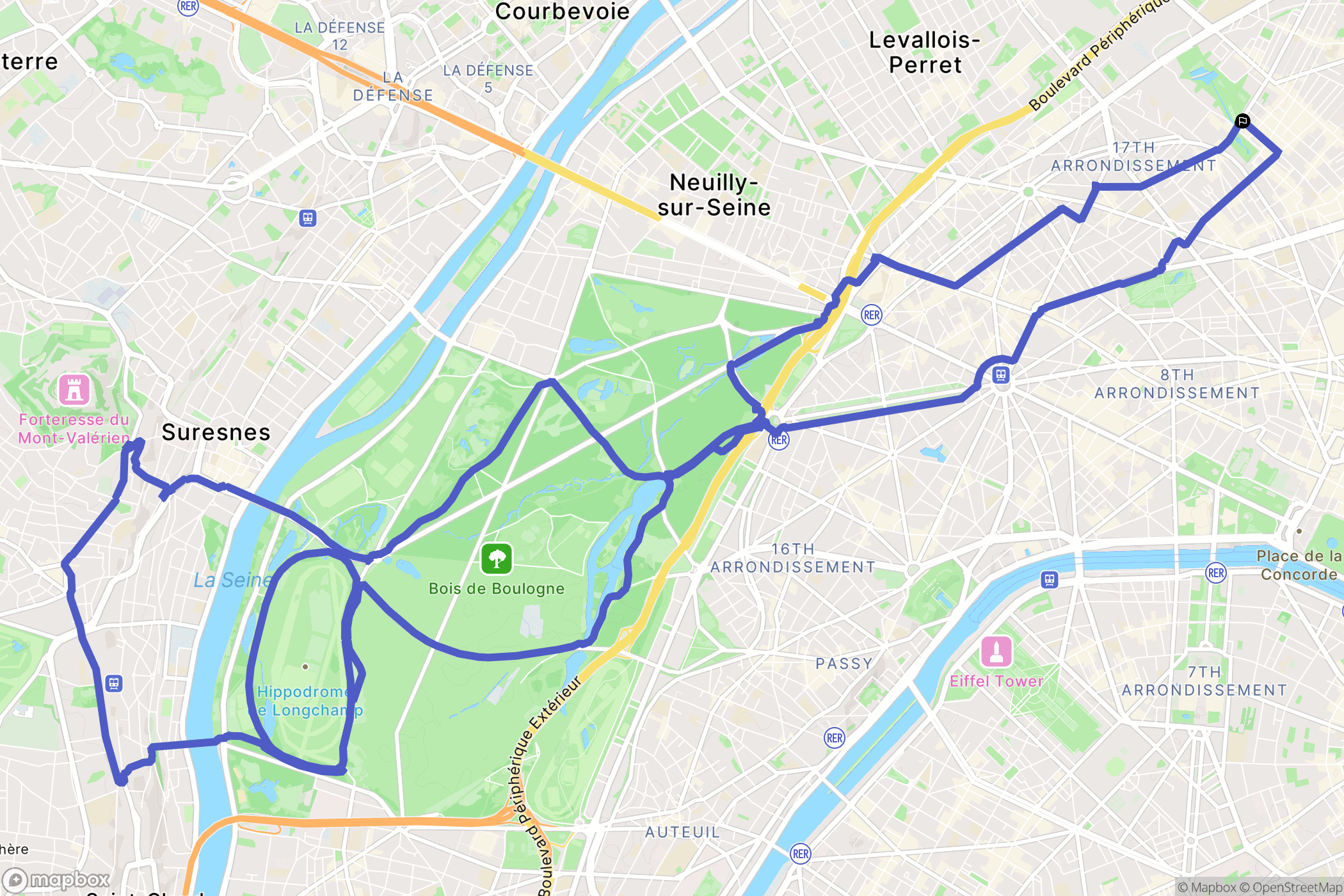 Paris : carte du parcours de randonnée - France