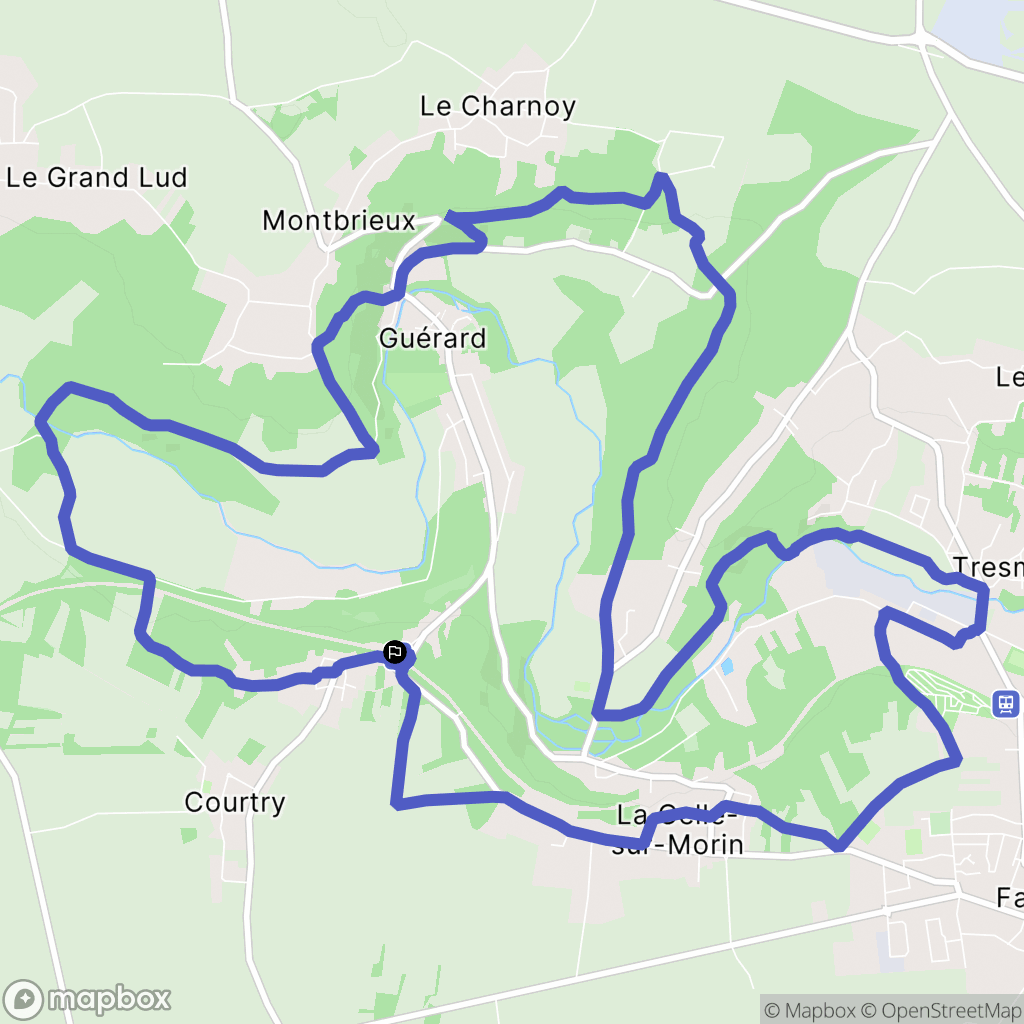 Guérard : carte du parcours de randonnée - France