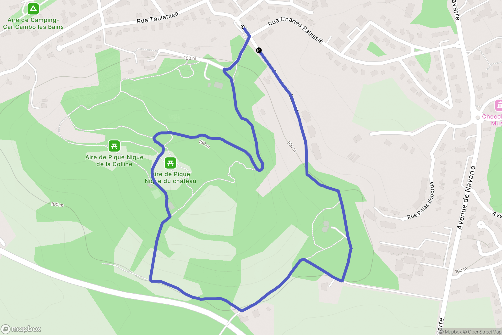 Cambo-les-Bains : carte du parcours de randonnée - France