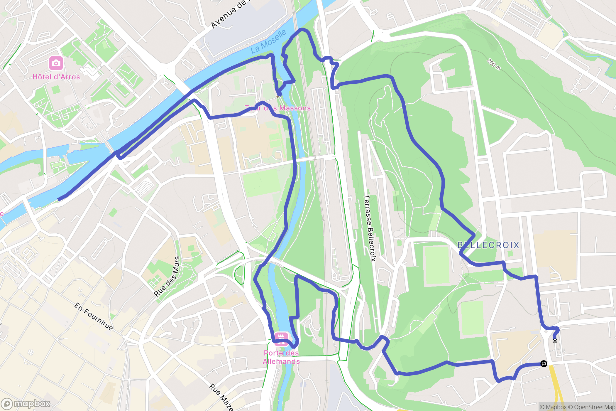 Metz : carte du parcours de randonnée - France