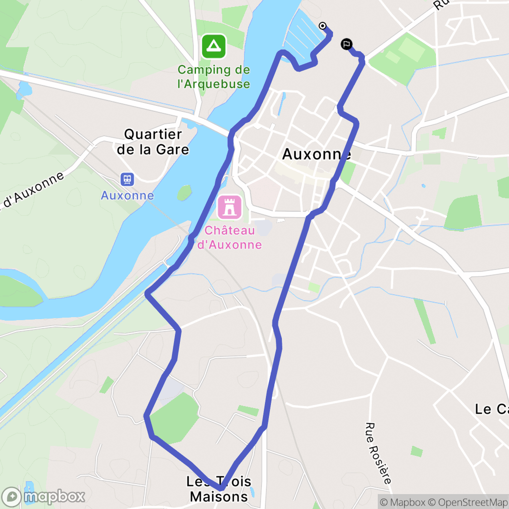 Auxonne : carte du parcours de randonnée - France