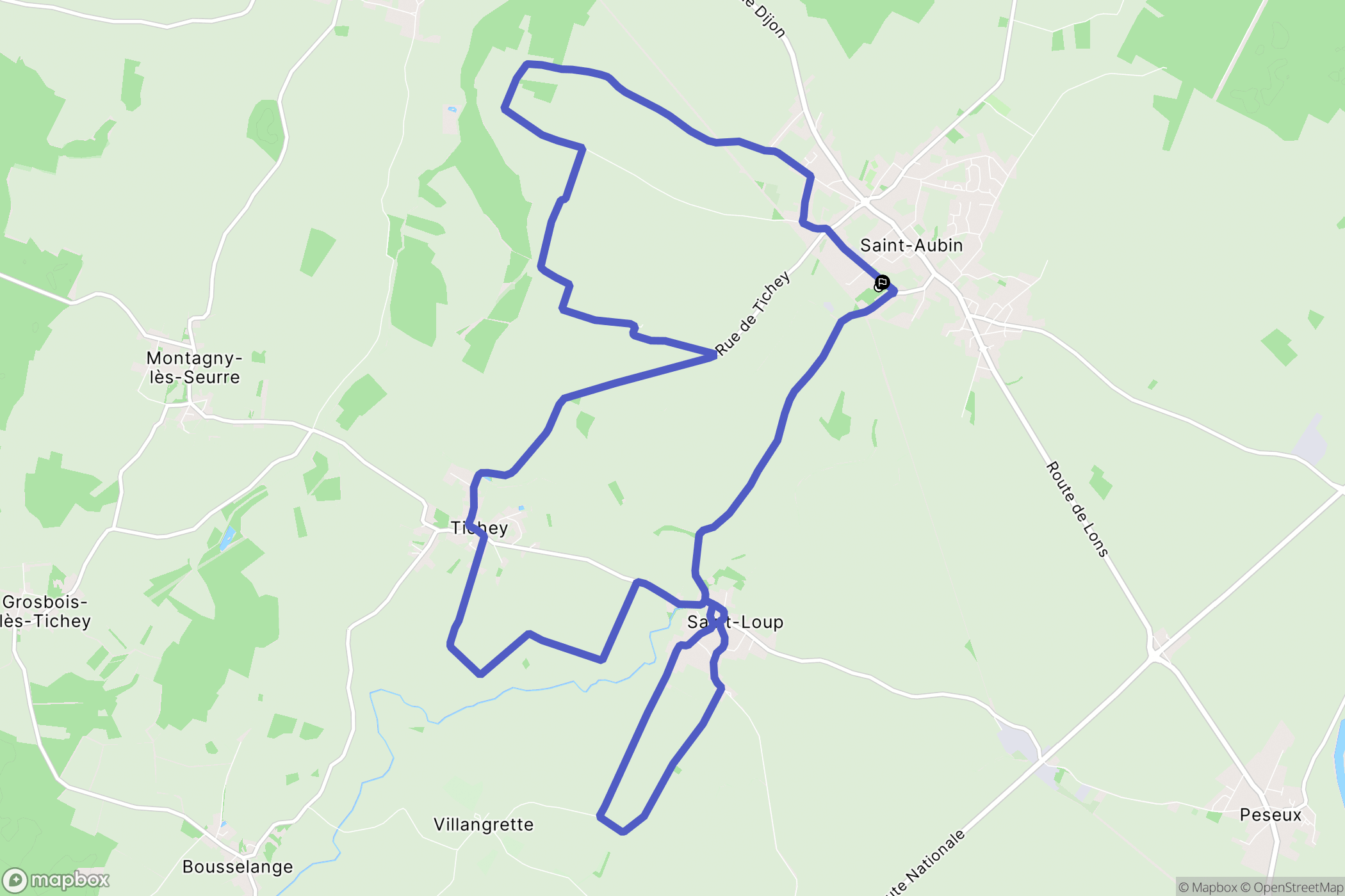 Saint-Aubin : carte du parcours de randonnée - France