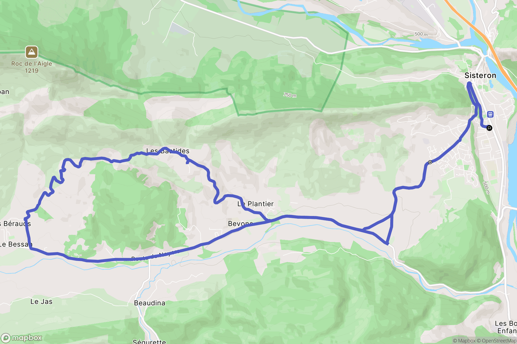 Sisteron : carte du parcours de randonnée - France