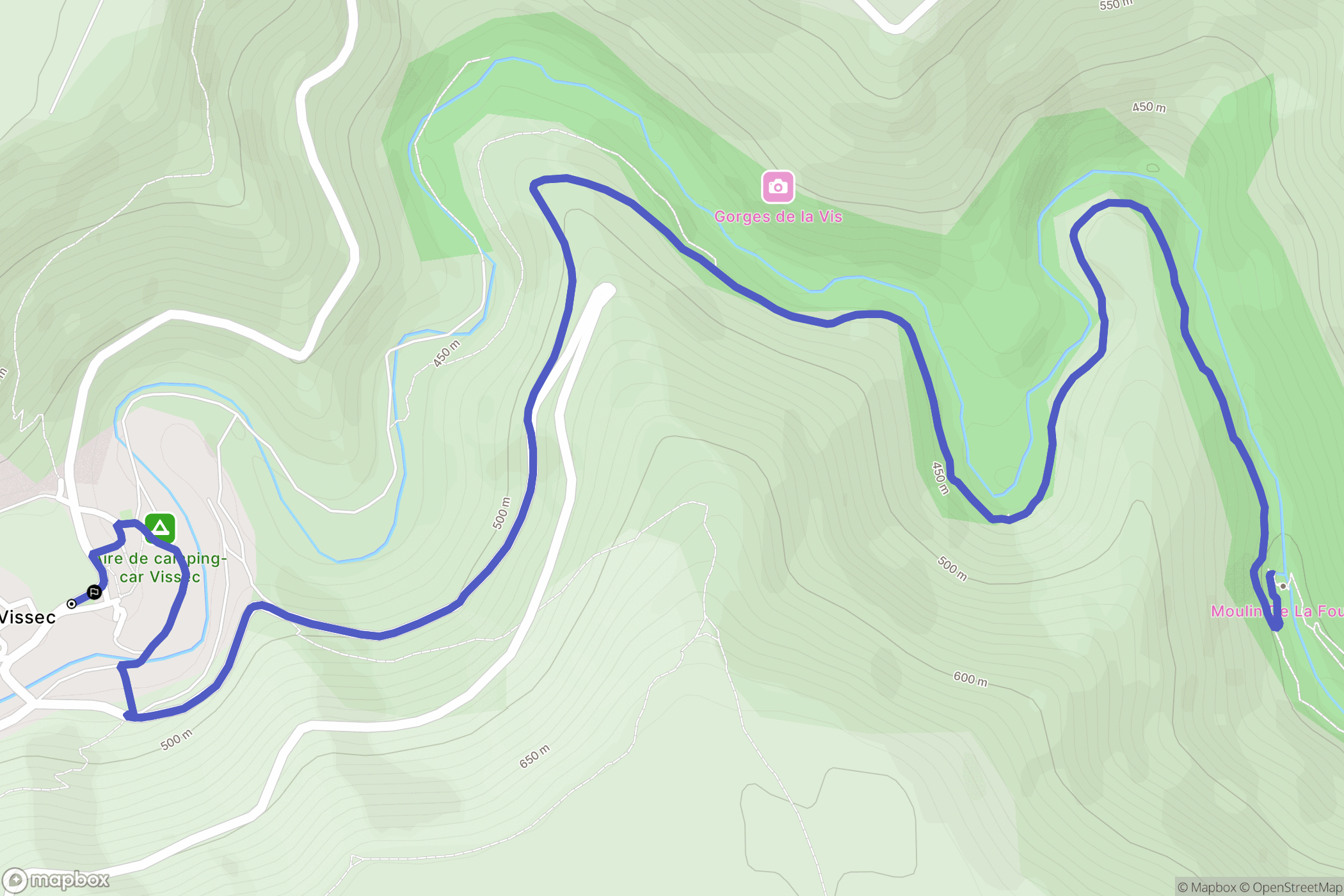 Vissec : carte du parcours de randonnée - France