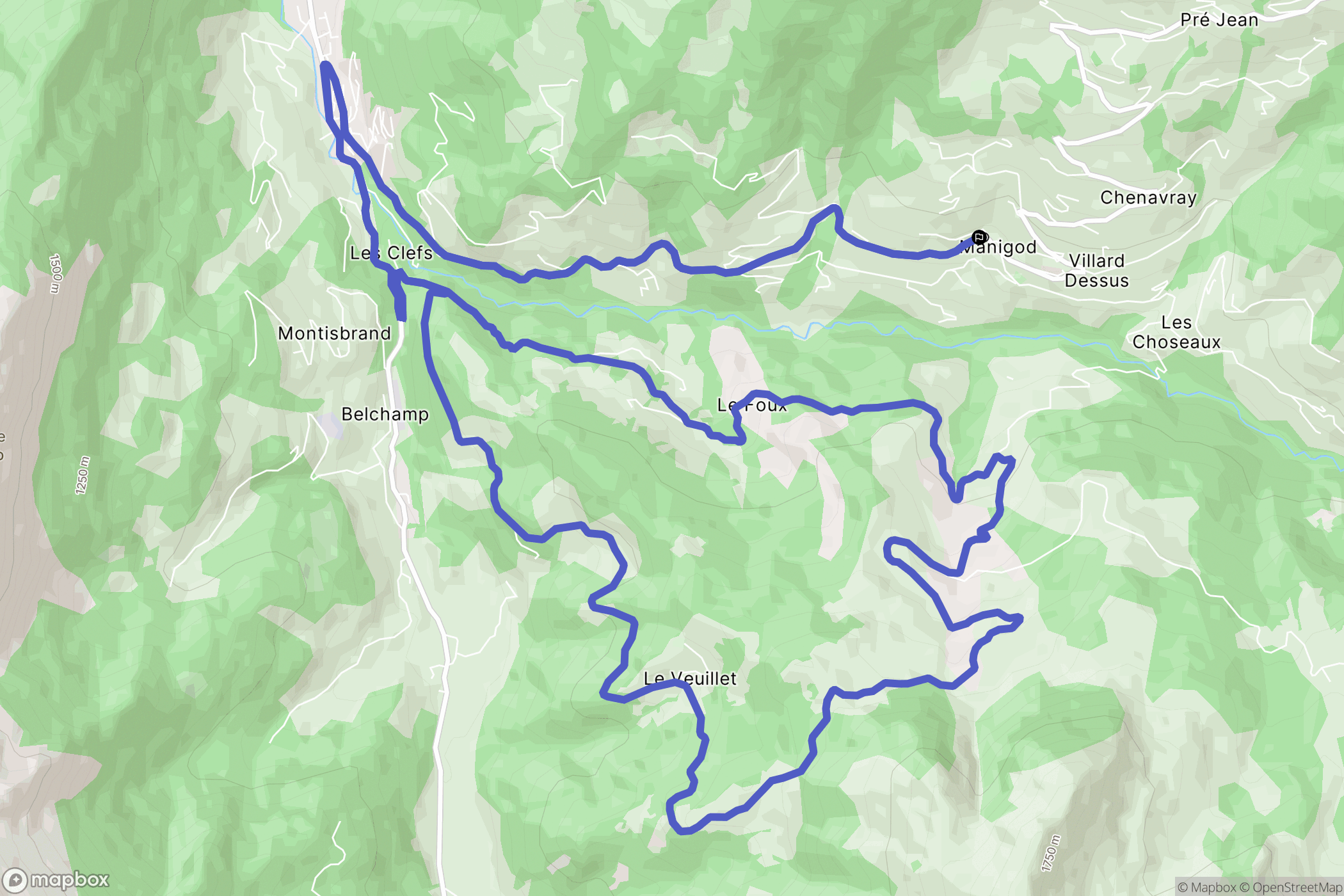 Manigod : carte du parcours de randonnée - France