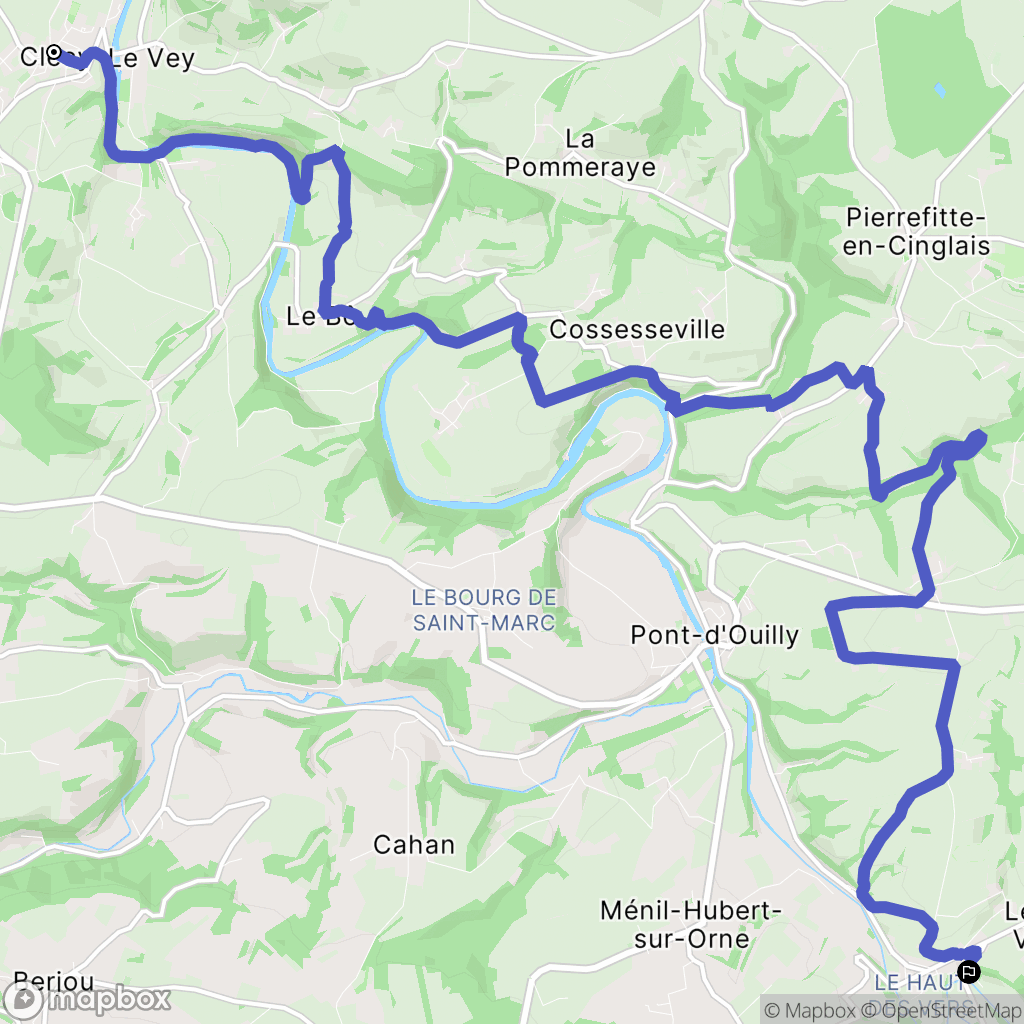 Clécy : carte du parcours de randonnée - France